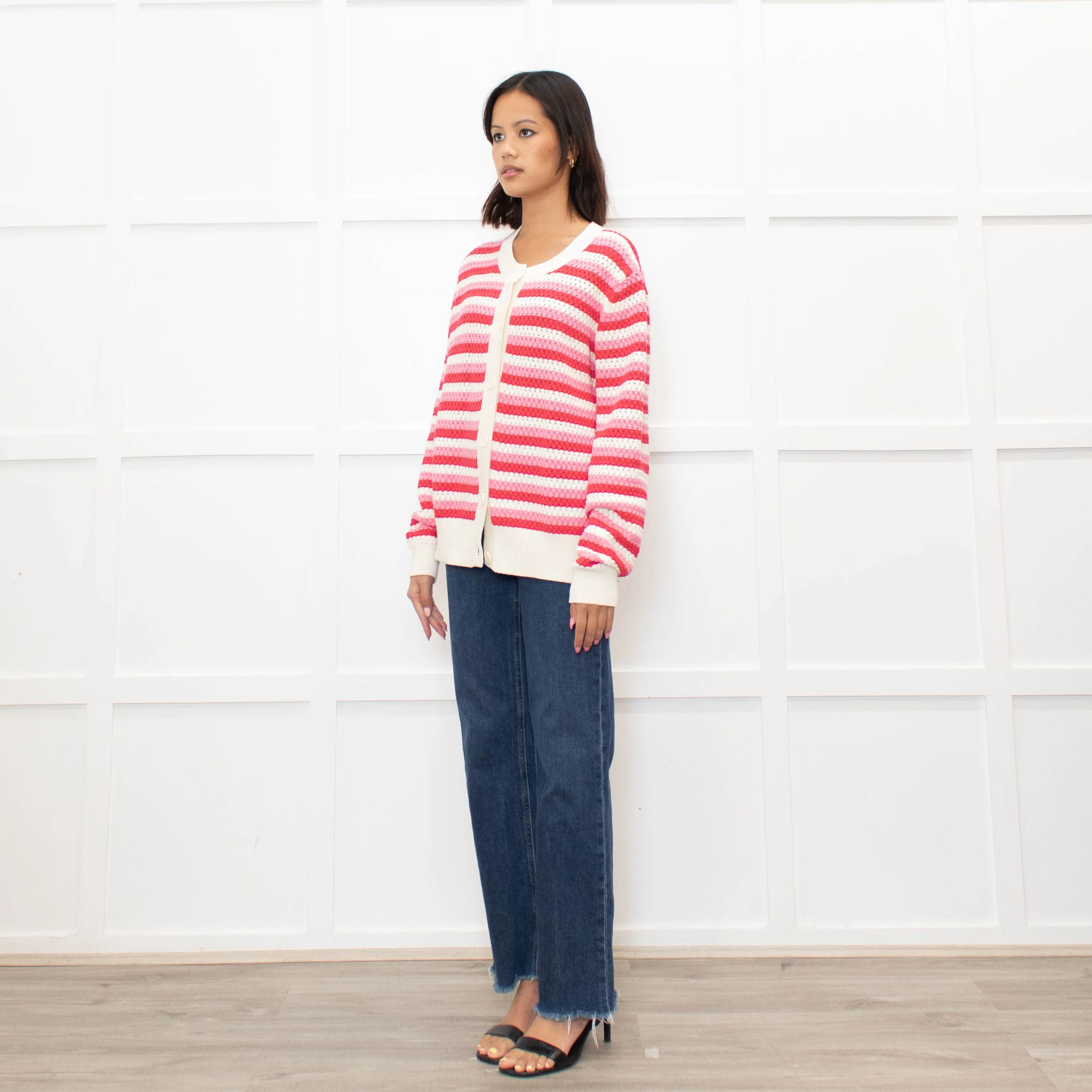 Chinti & Parker Pink Striped Cardigan - Image 7