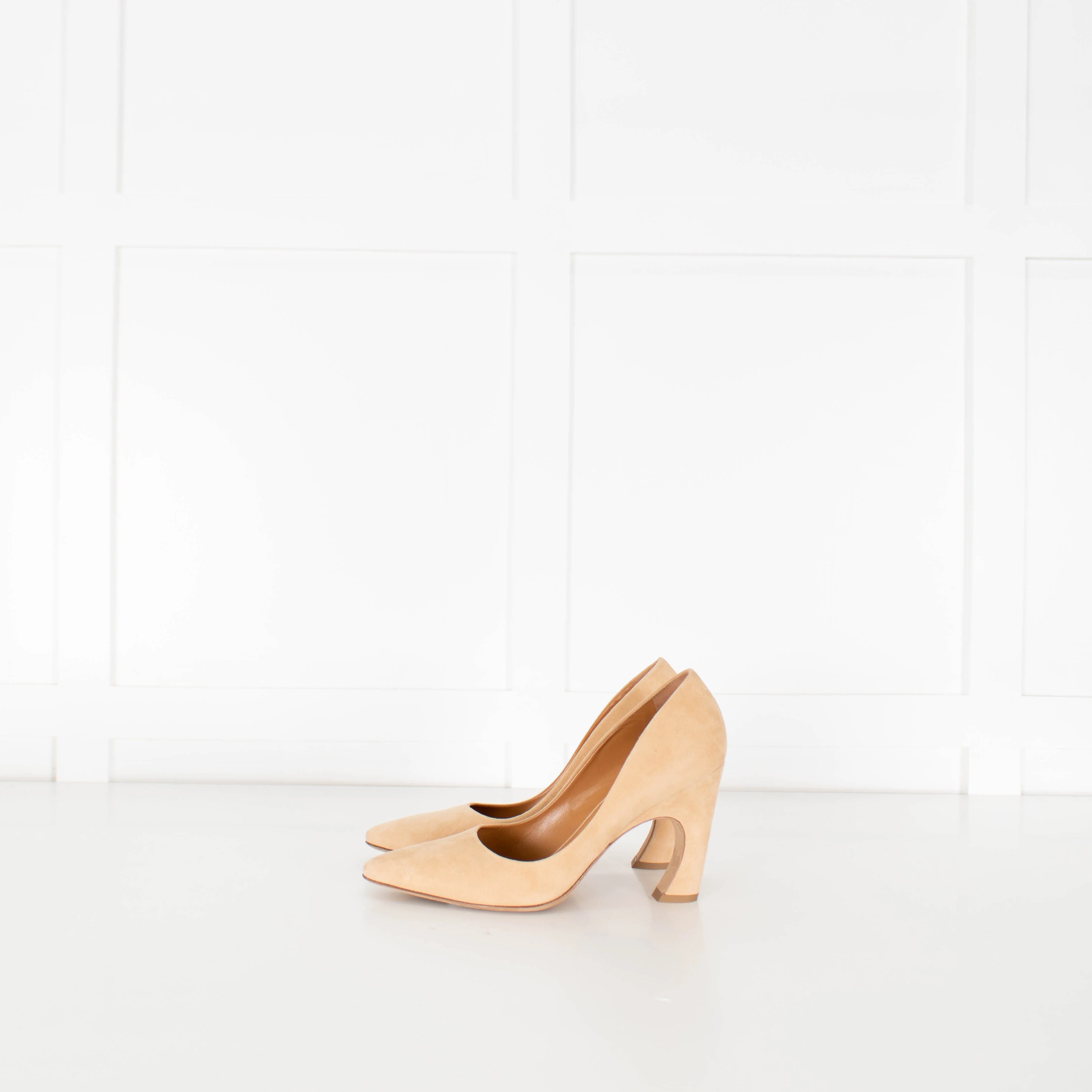 Chloe 100mm Oli Beige Suede Pumps - Image 3
