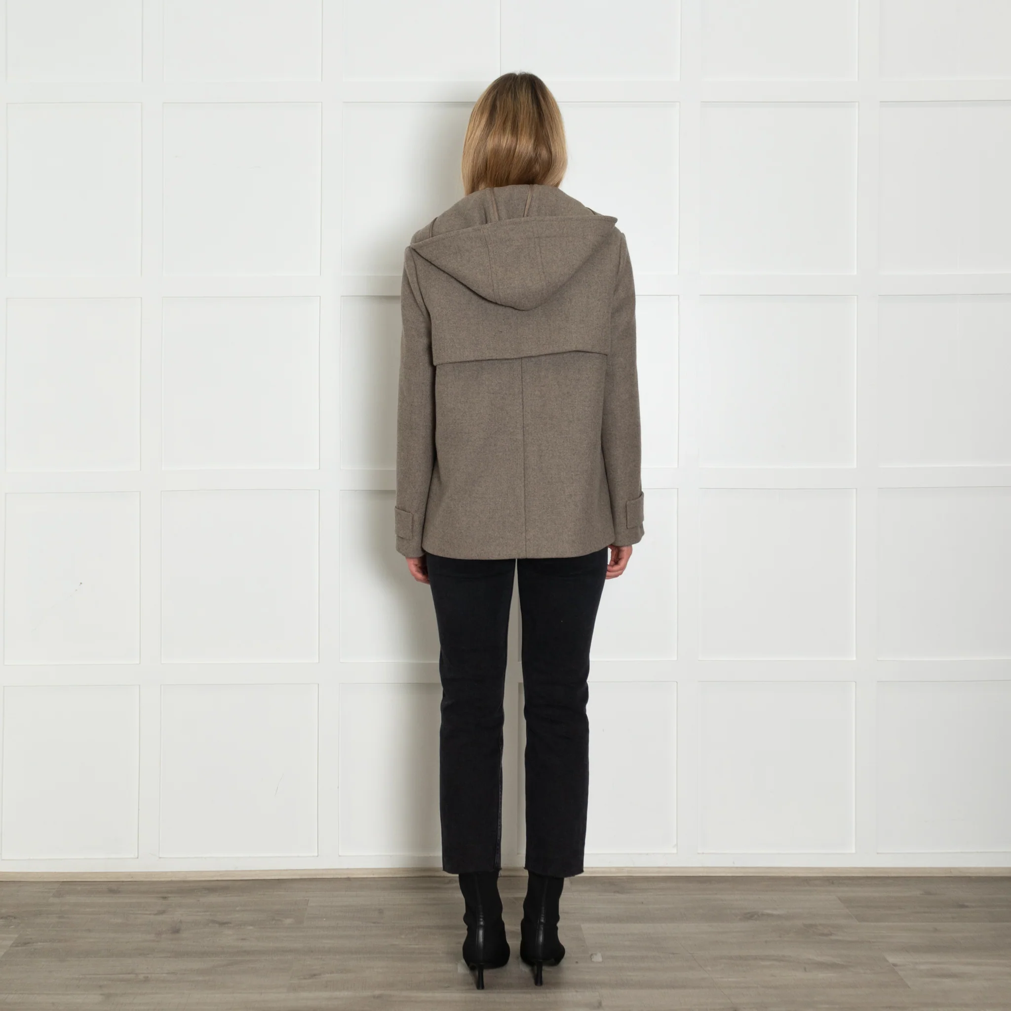 Chloe Beige Wool Mix Unlined Hooded Jacket - Image 5