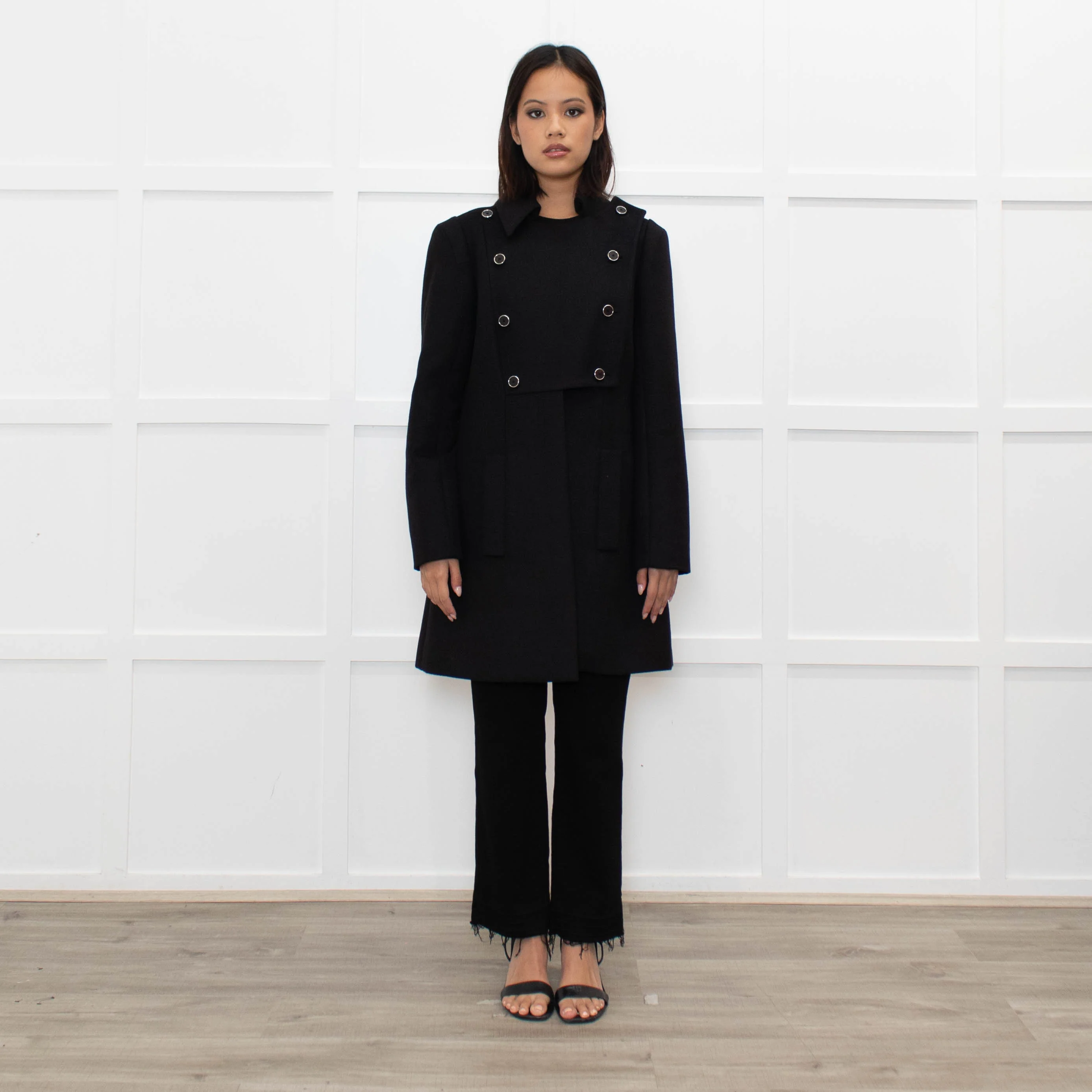 Chloe Black Double Breasted Wool Mix Coat