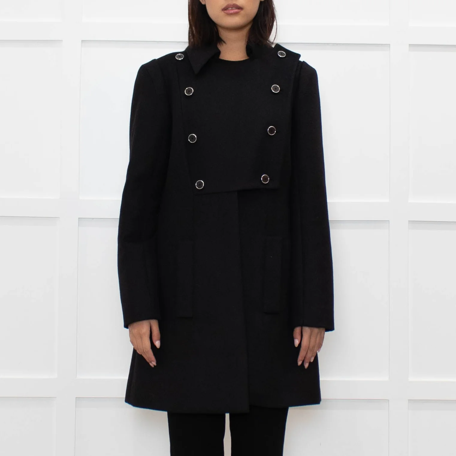 Chloe Black Double Breasted Wool Mix Coat - Image 2