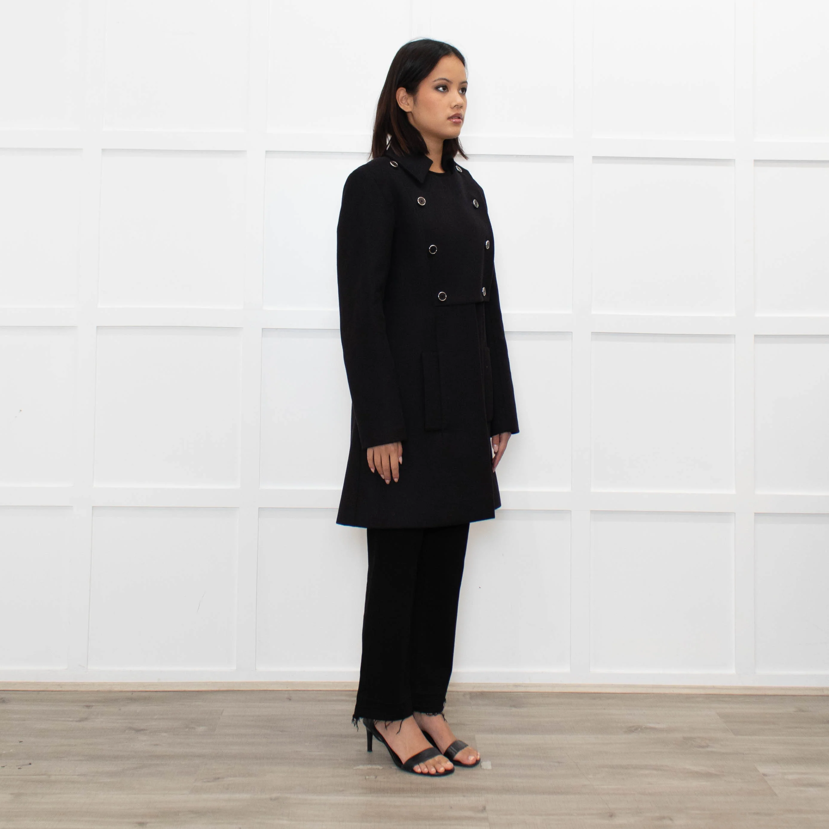 Chloe Black Double Breasted Wool Mix Coat - Image 3
