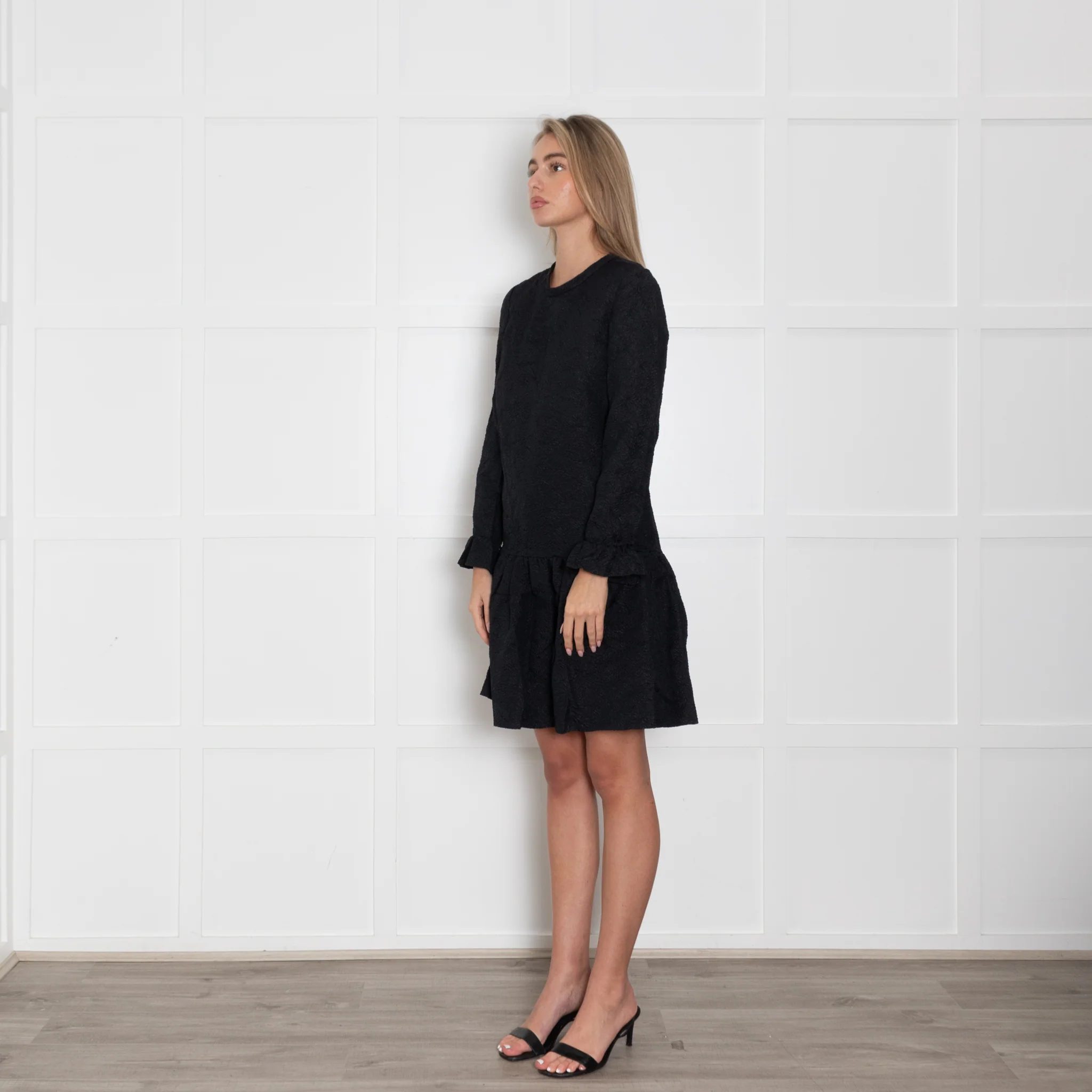 Chloe Black Textured Fabric Silk Mini Dress - Image 3