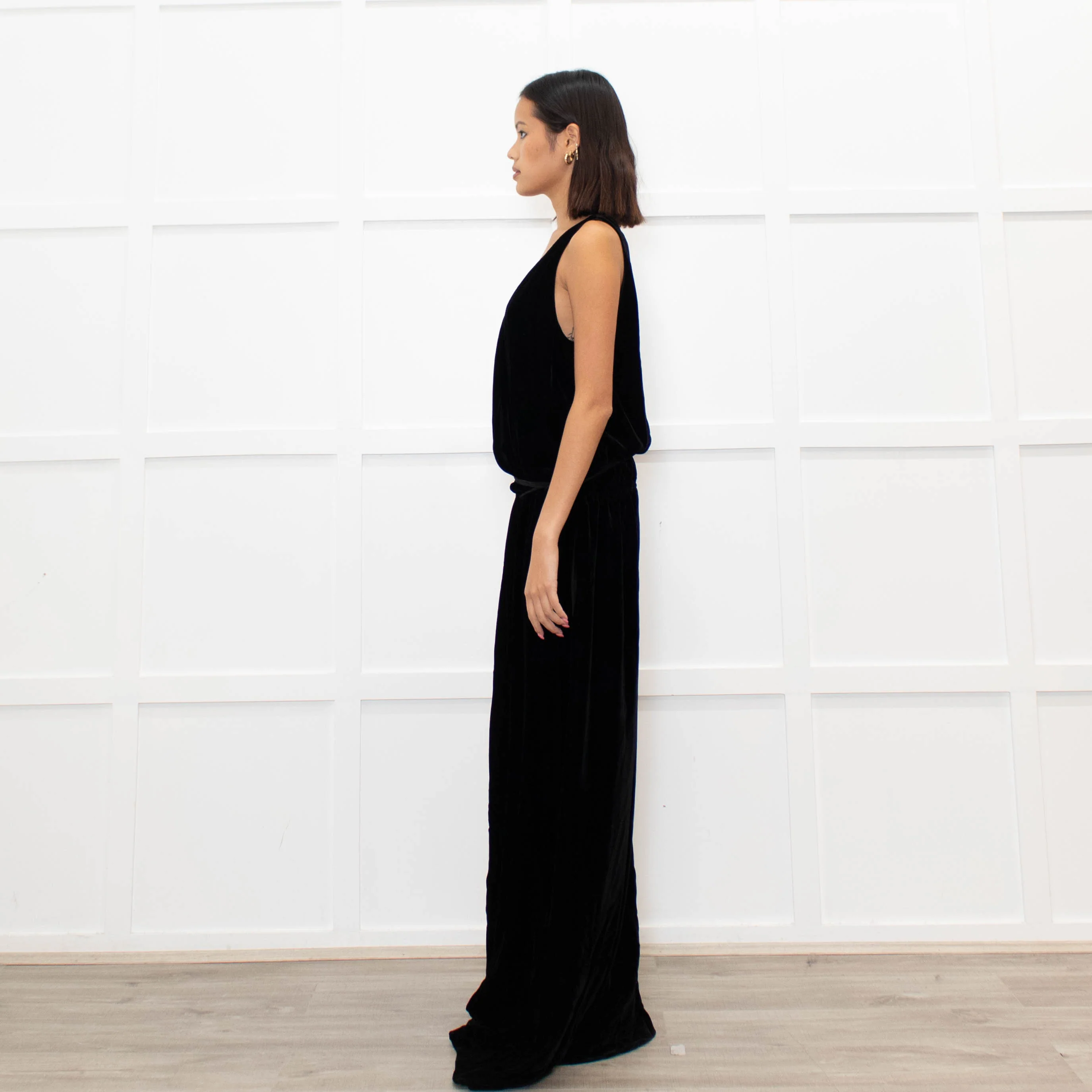 Chloe Black Velvet Sleeveless Wrap Maxi Dress - Image 6