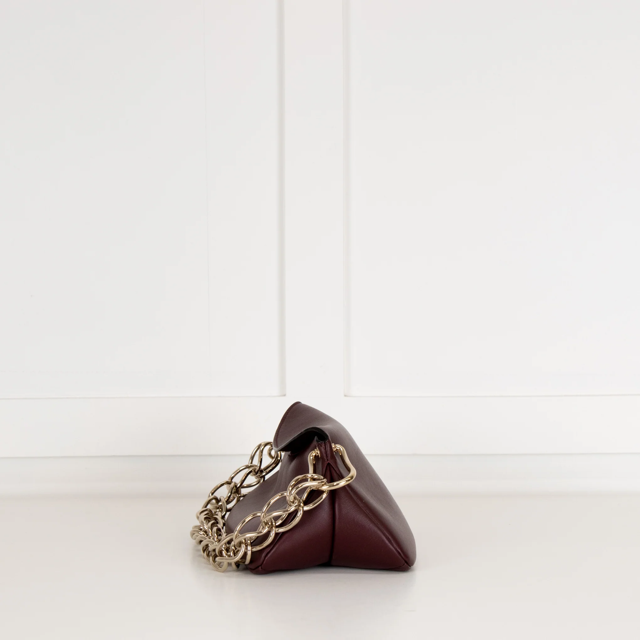 Chloe Burgundy Leather Mini Juana Chain Handle Bag - Image 4