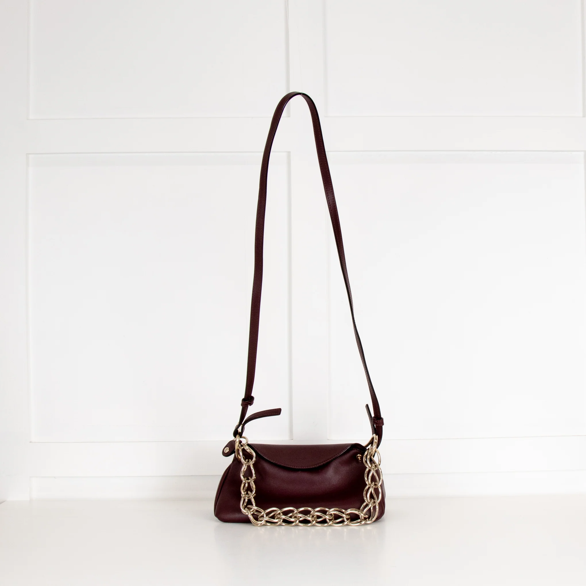 Chloe Burgundy Leather Mini Juana Chain Handle Bag - Image 8