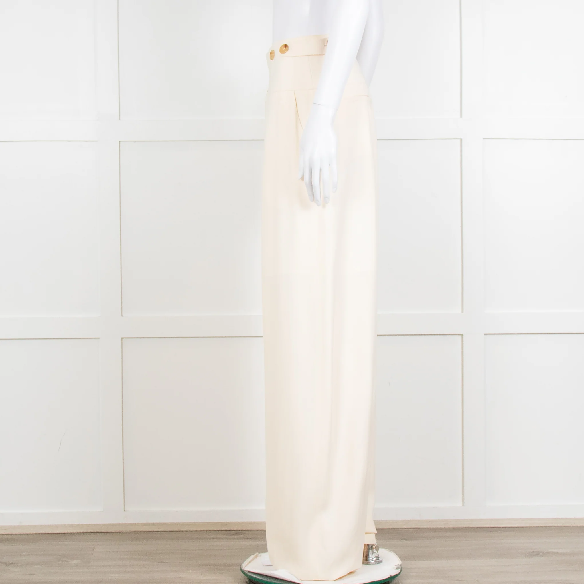 Chloe Cream Barrel Leg Trousers with Adjustable Waist - Image 3