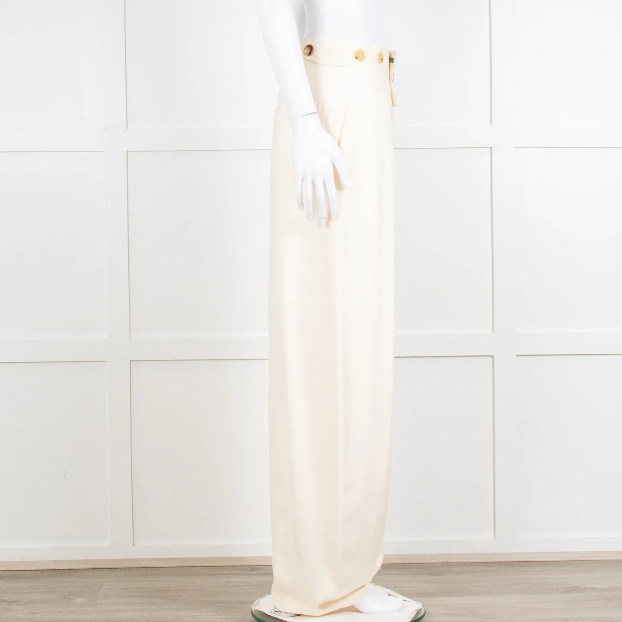 Chloe Cream Barrel Leg Trousers with Adjustable Waist - Image 7