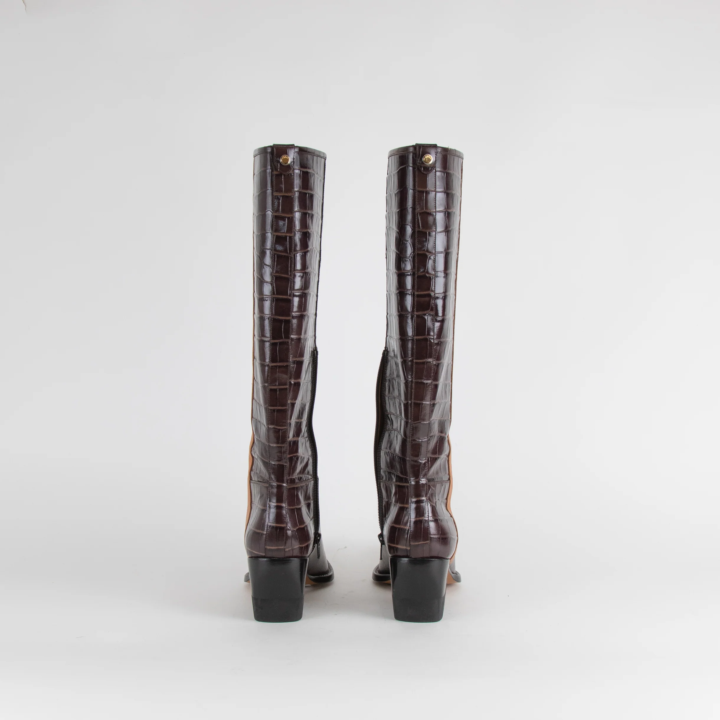 Chloe Dark Brown Croc Effect Cowboy Vinny Boot - Image 4