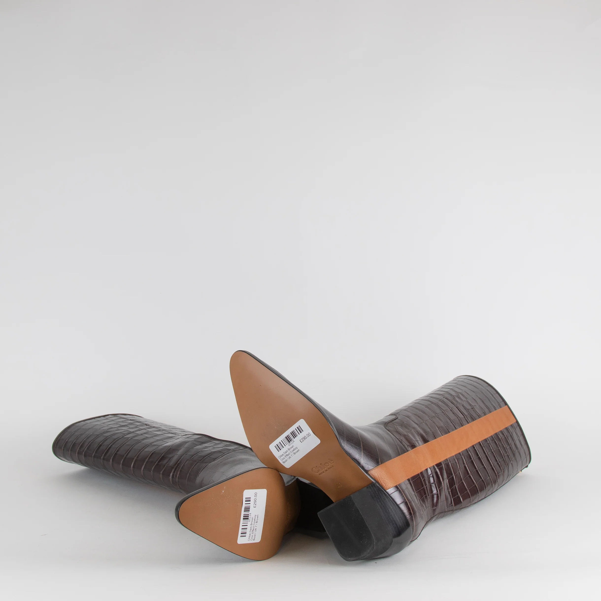 Chloe Dark Brown Croc Effect Cowboy Vinny Boot - Image 6