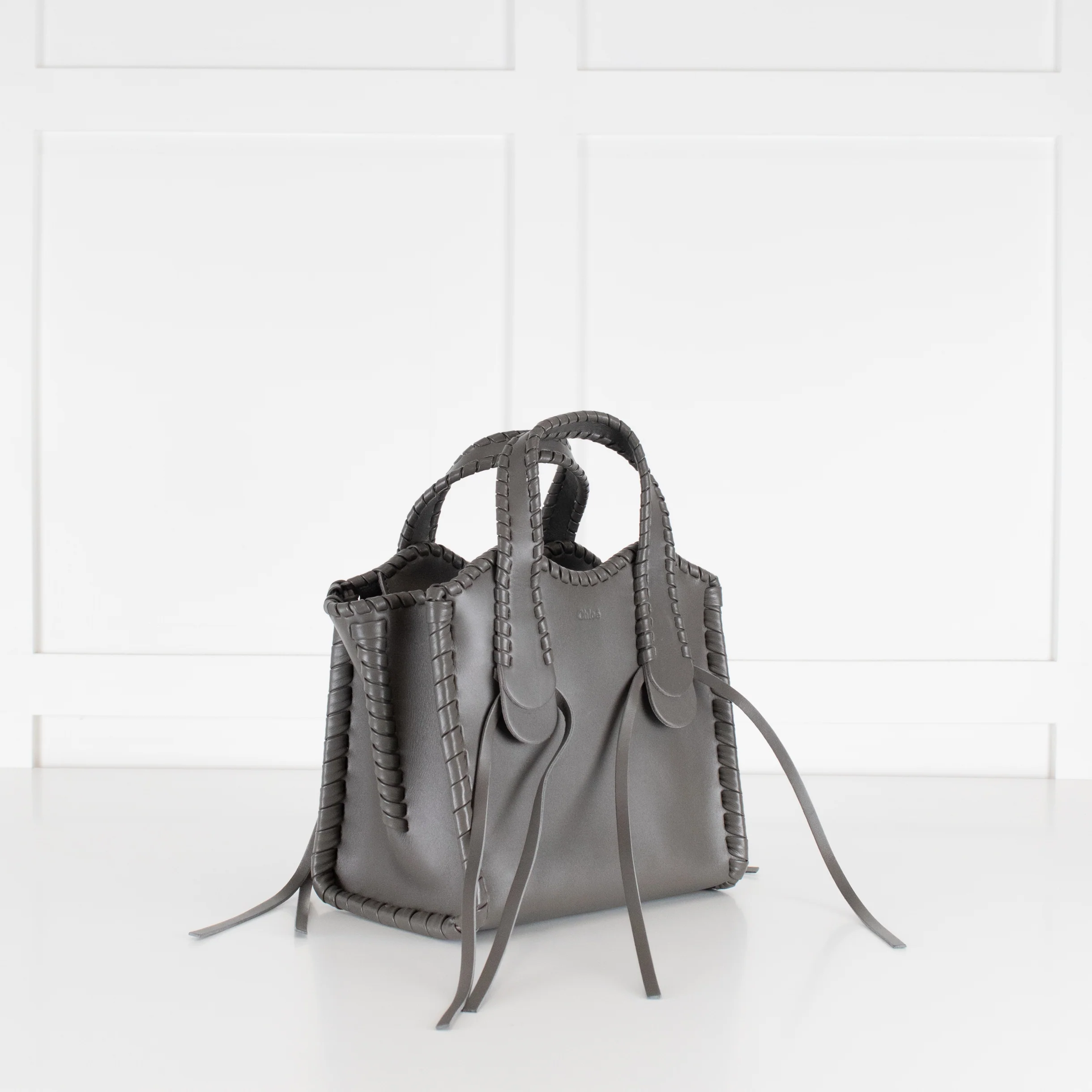 Chloe Elephant Grey Small Whipstitch Tote Bag - Image 3