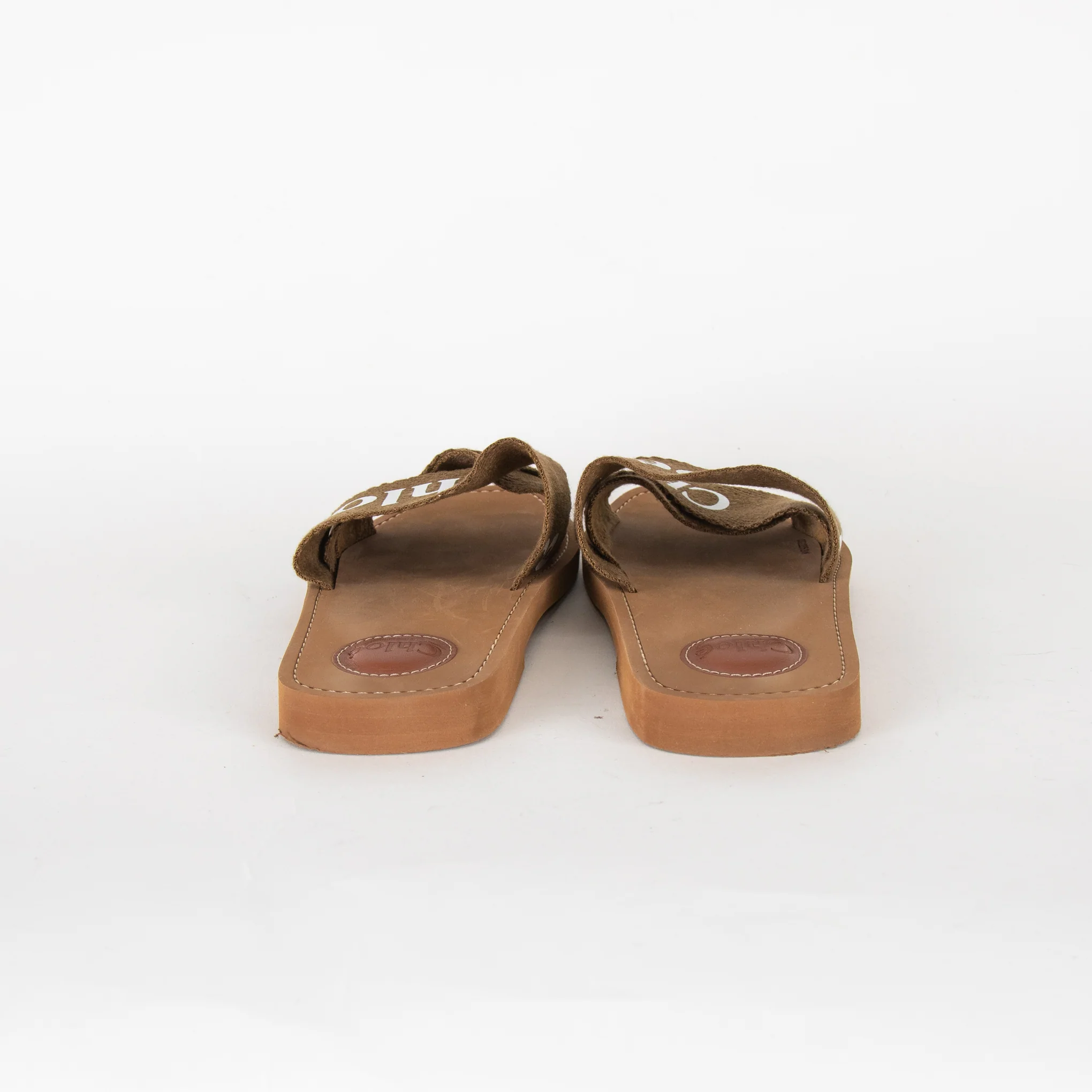 Chloe Khaki Logo Woody Mules - Image 5