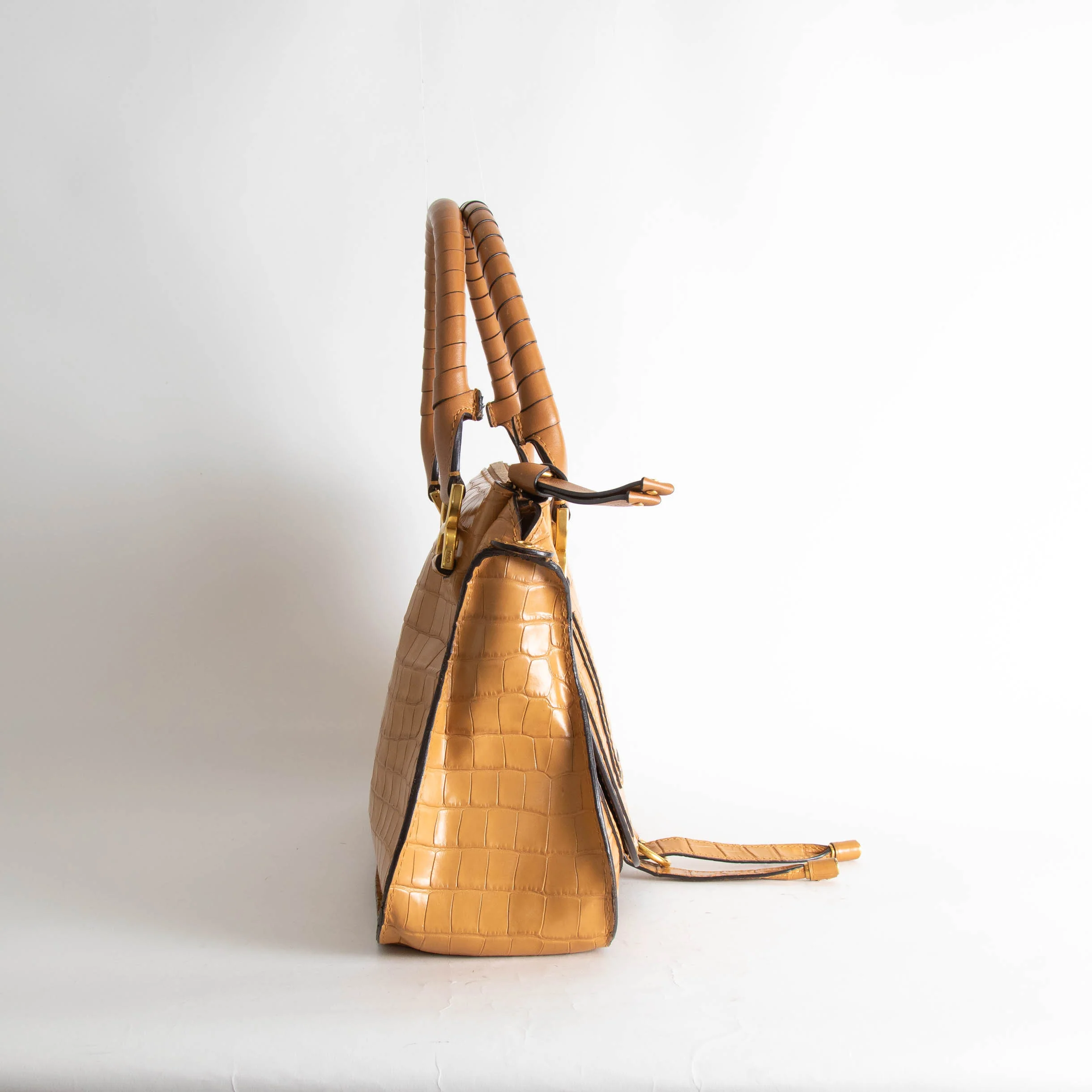 Chloe Tan Croc Effect Marcie Shoulder Bag - Image 4