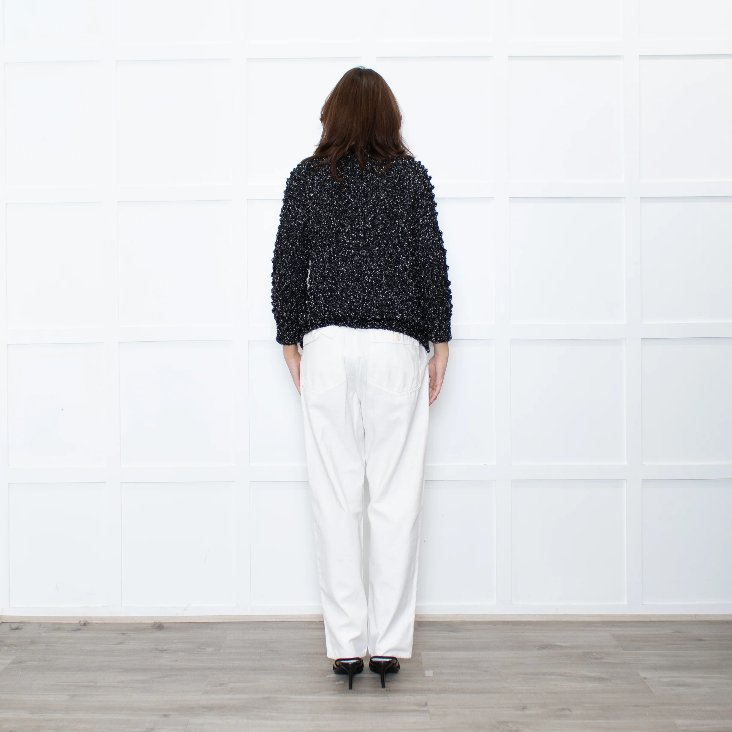 Christian Dior Black White Specked Bubble Roll Neck Jumper - Image 5
