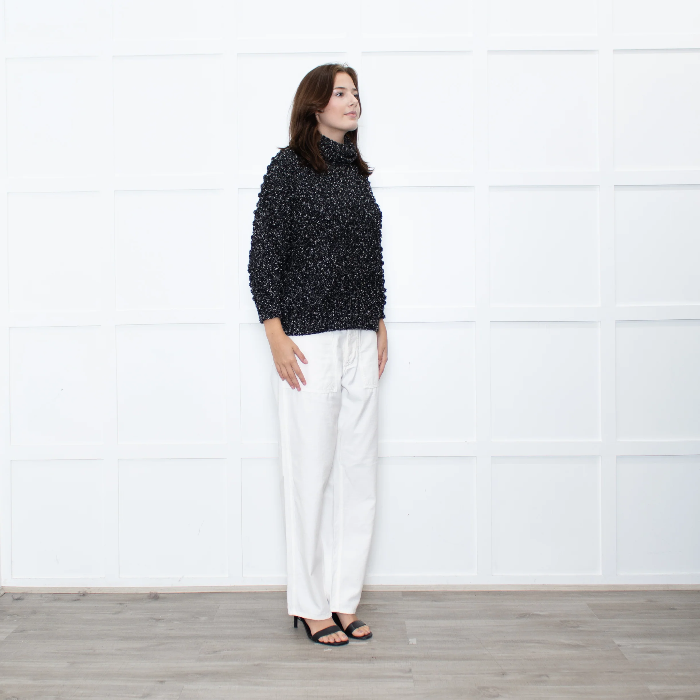 Christian Dior Black White Specked Bubble Roll Neck Jumper - Image 7