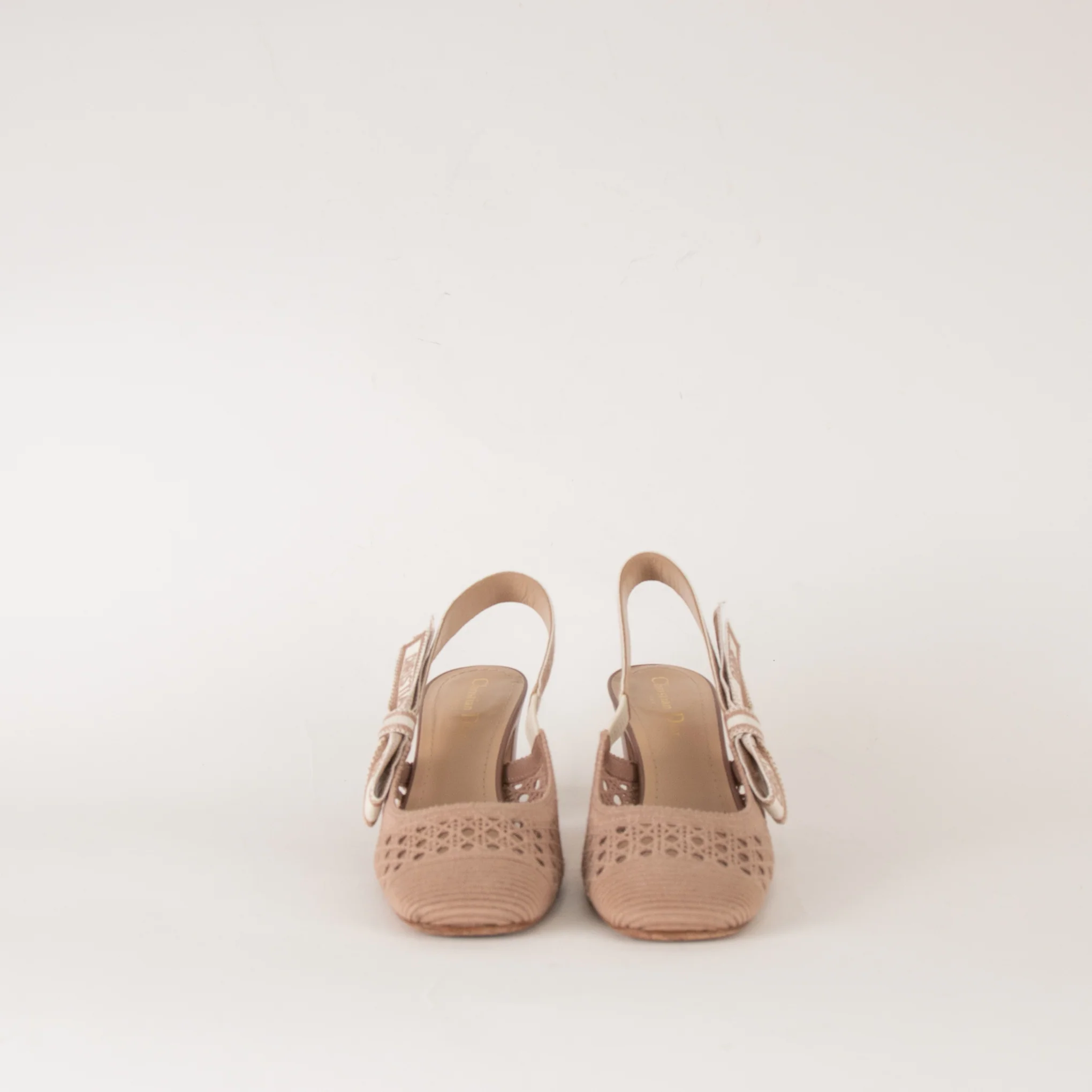 Christian Dior Beige Mesh D-Moi Heeled Slingbacks - Image 3