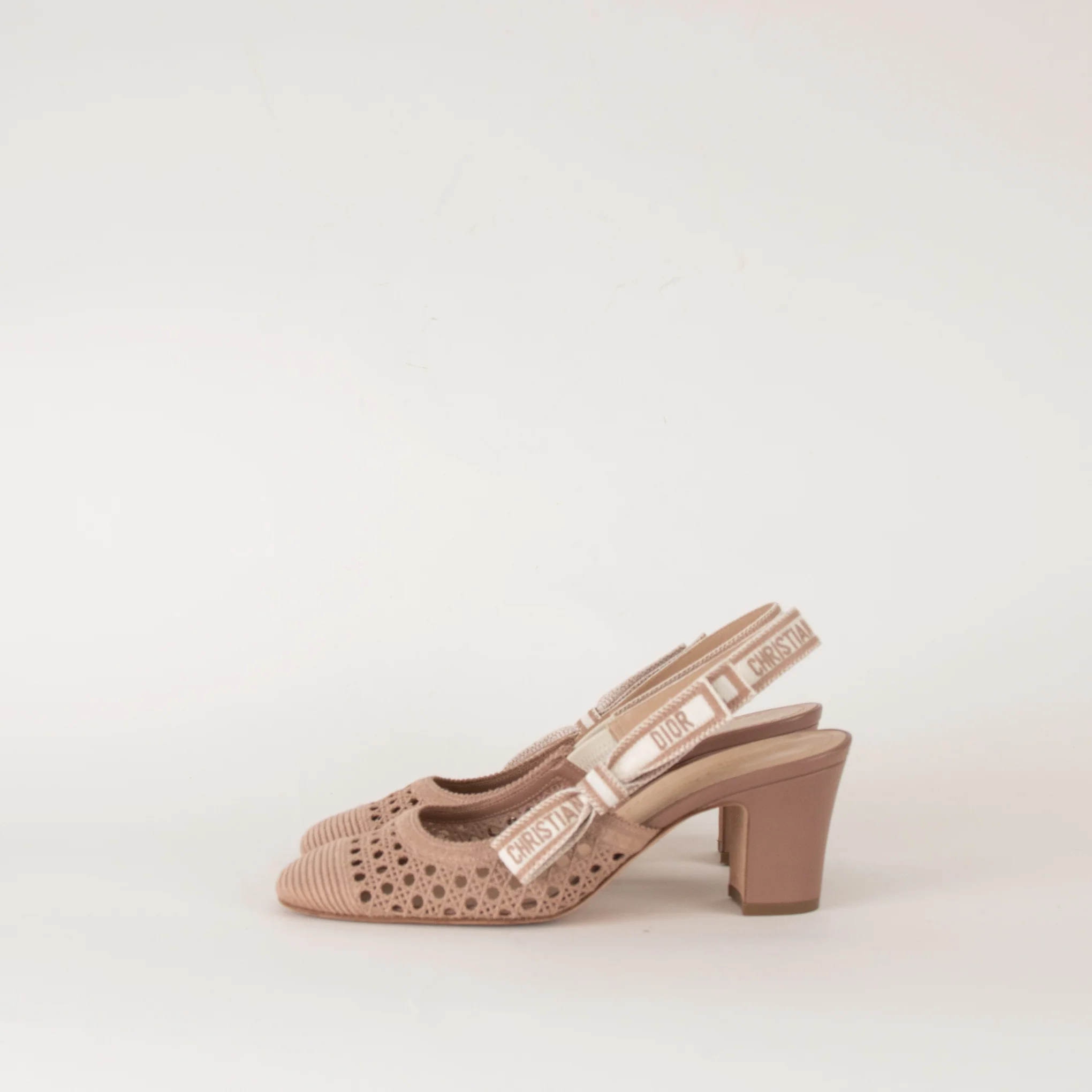 Christian Dior Beige Mesh D-Moi Heeled Slingbacks - Image 4