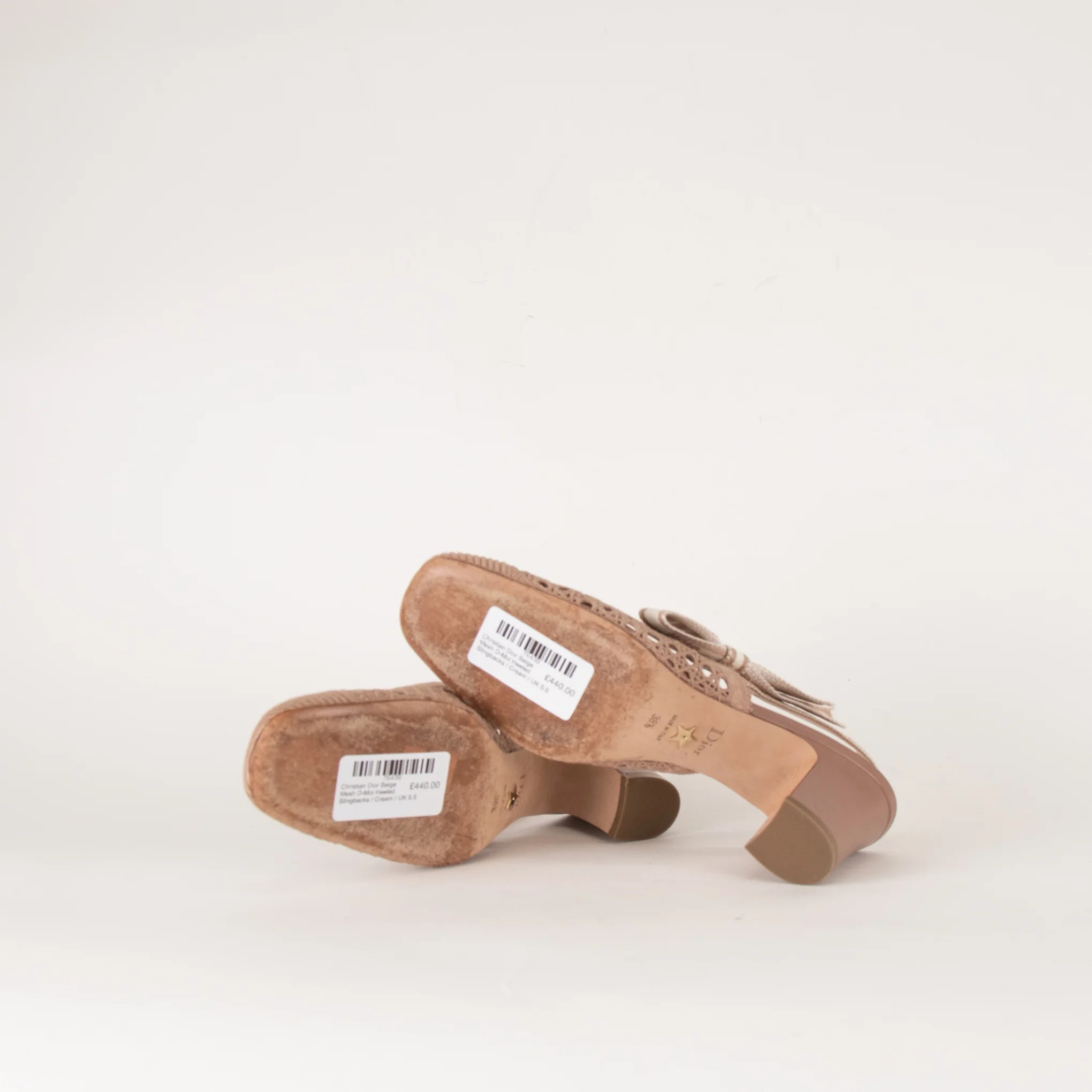 Christian Dior Beige Mesh D-Moi Heeled Slingbacks - Image 7