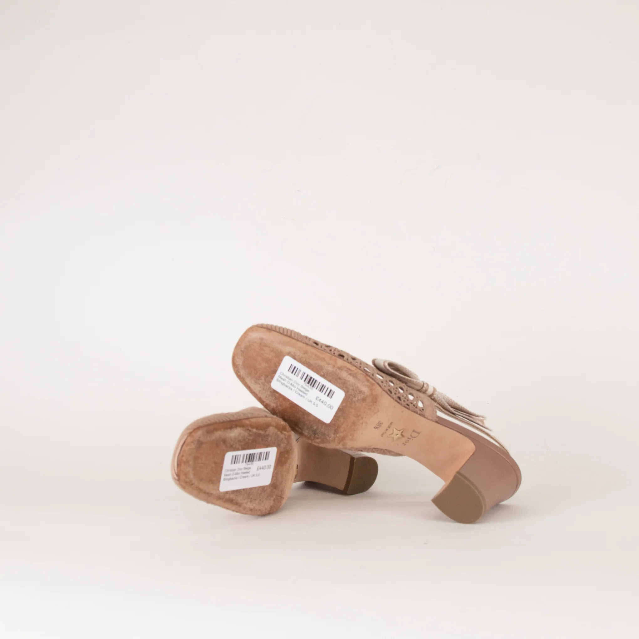 Christian Dior Beige Mesh D-Moi Heeled Slingbacks - Image 9