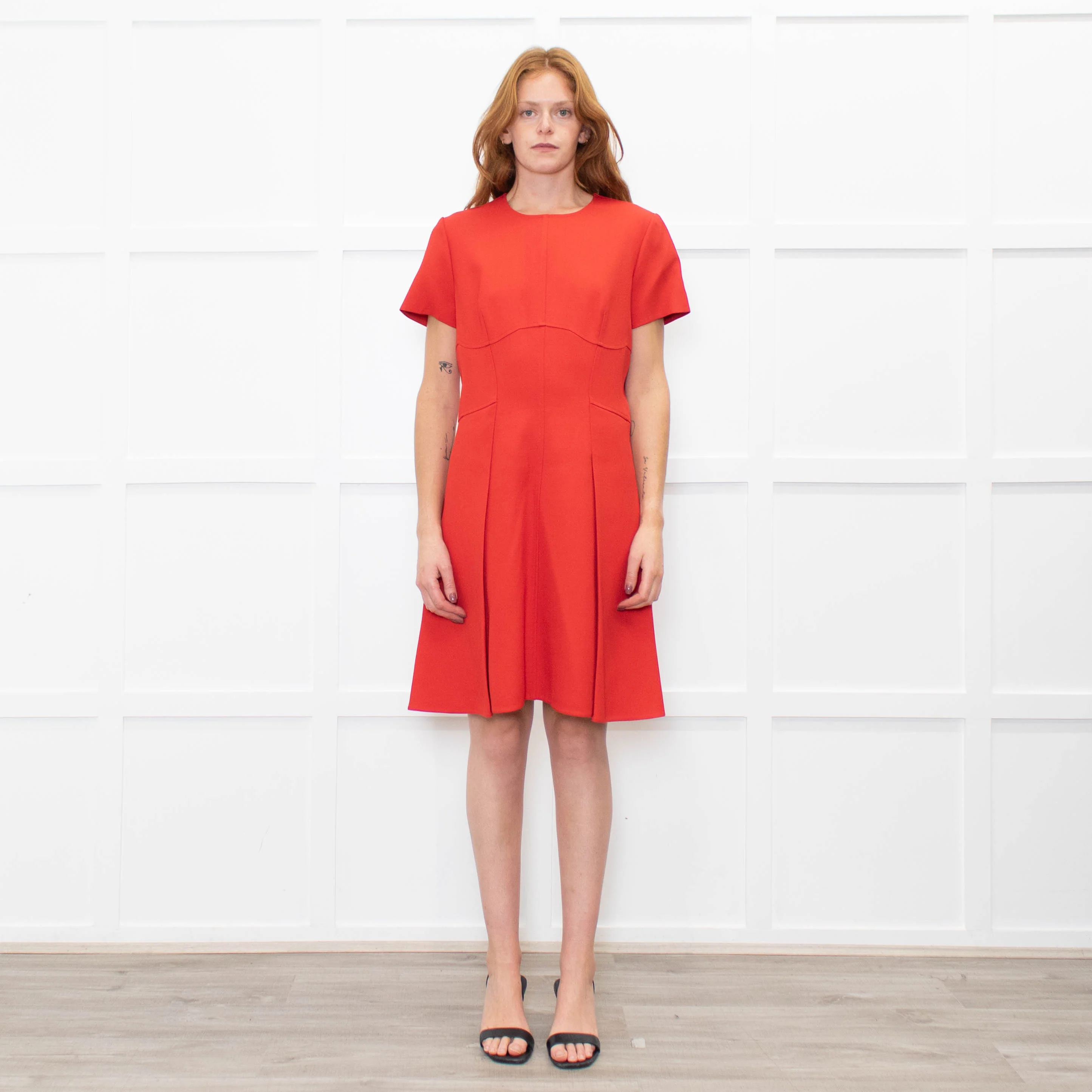 Christian Dior Red Short Sleeve Tailored Dress