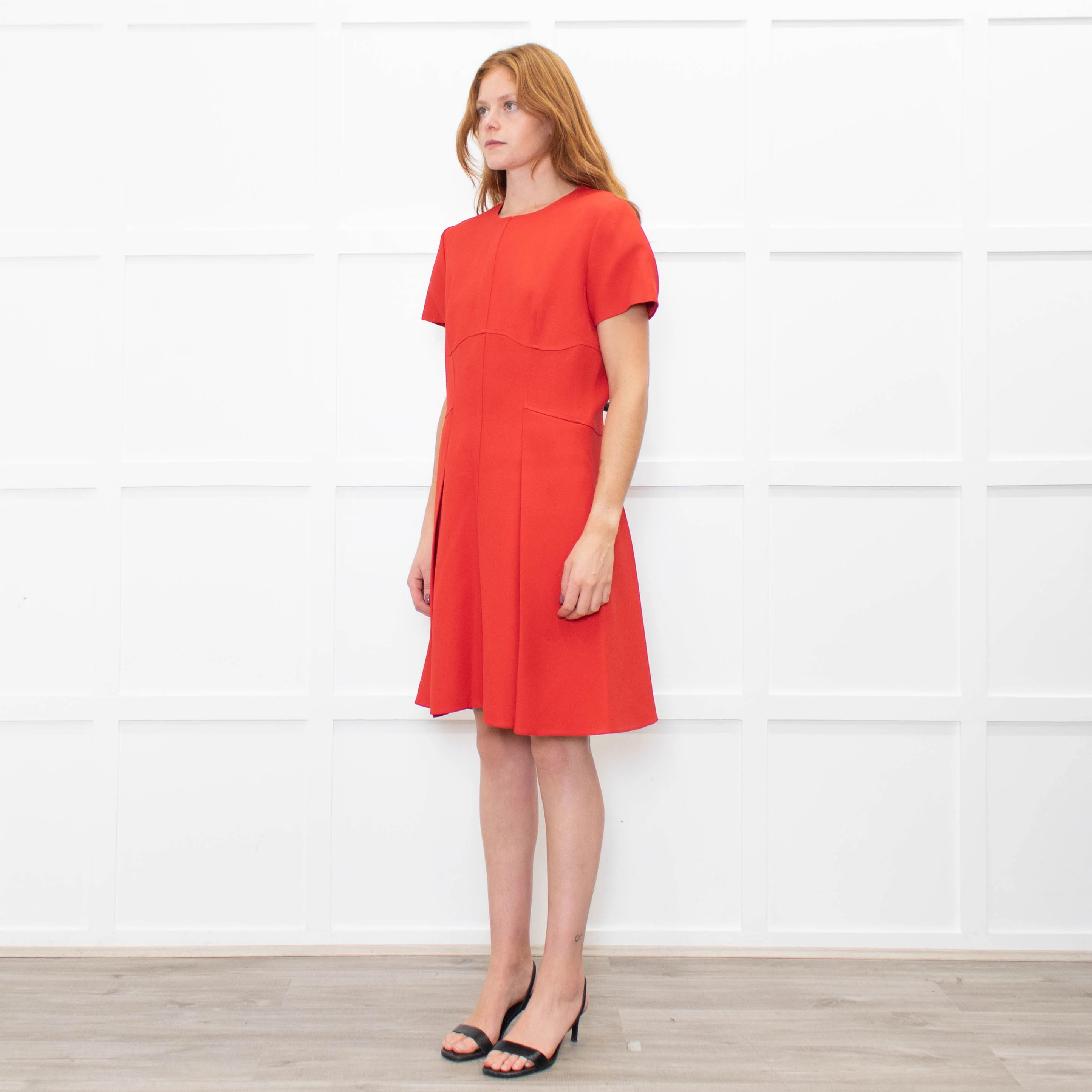 Christian Dior Red Short Sleeve Tailored Dress - Image 3