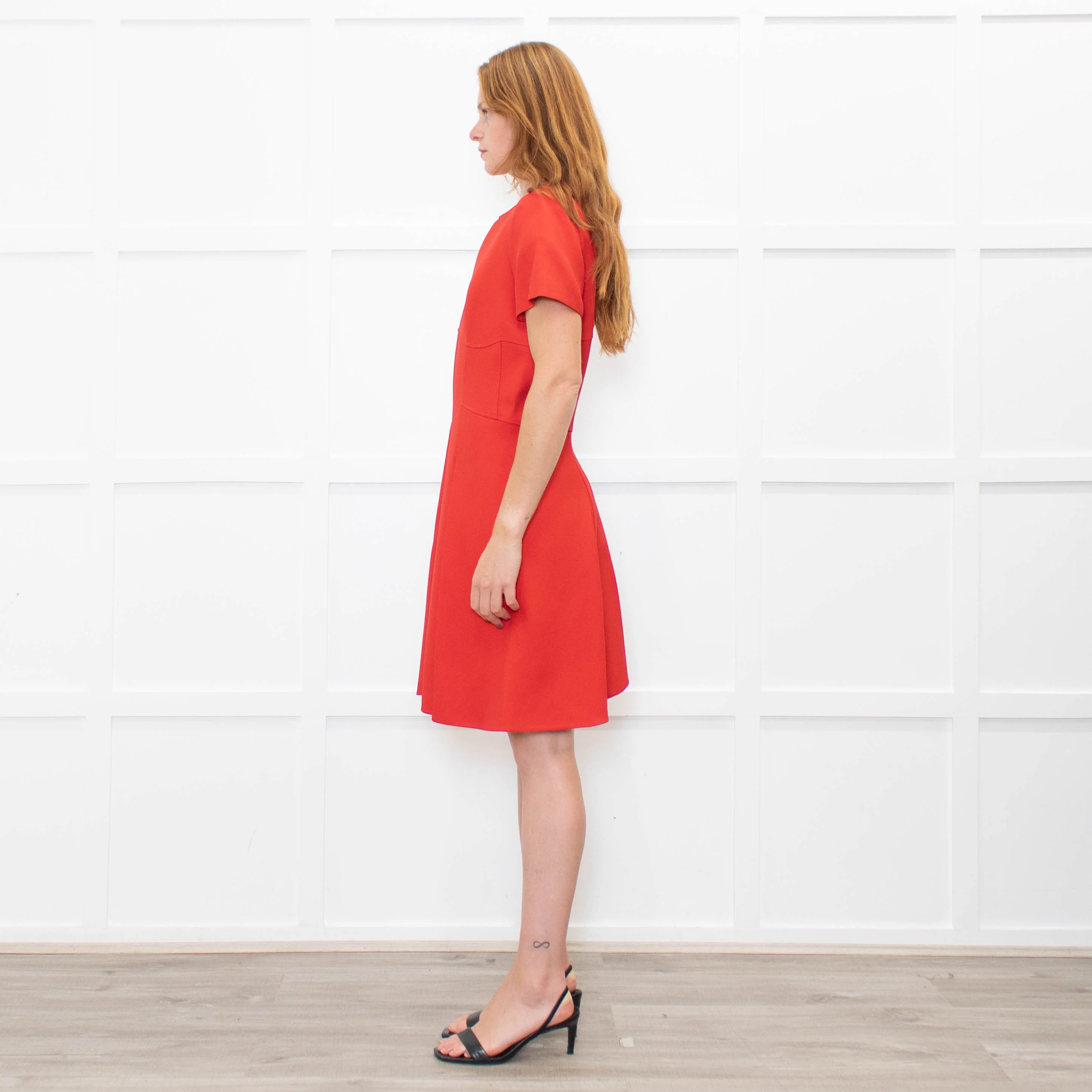 Christian Dior Red Short Sleeve Tailored Dress - Image 4