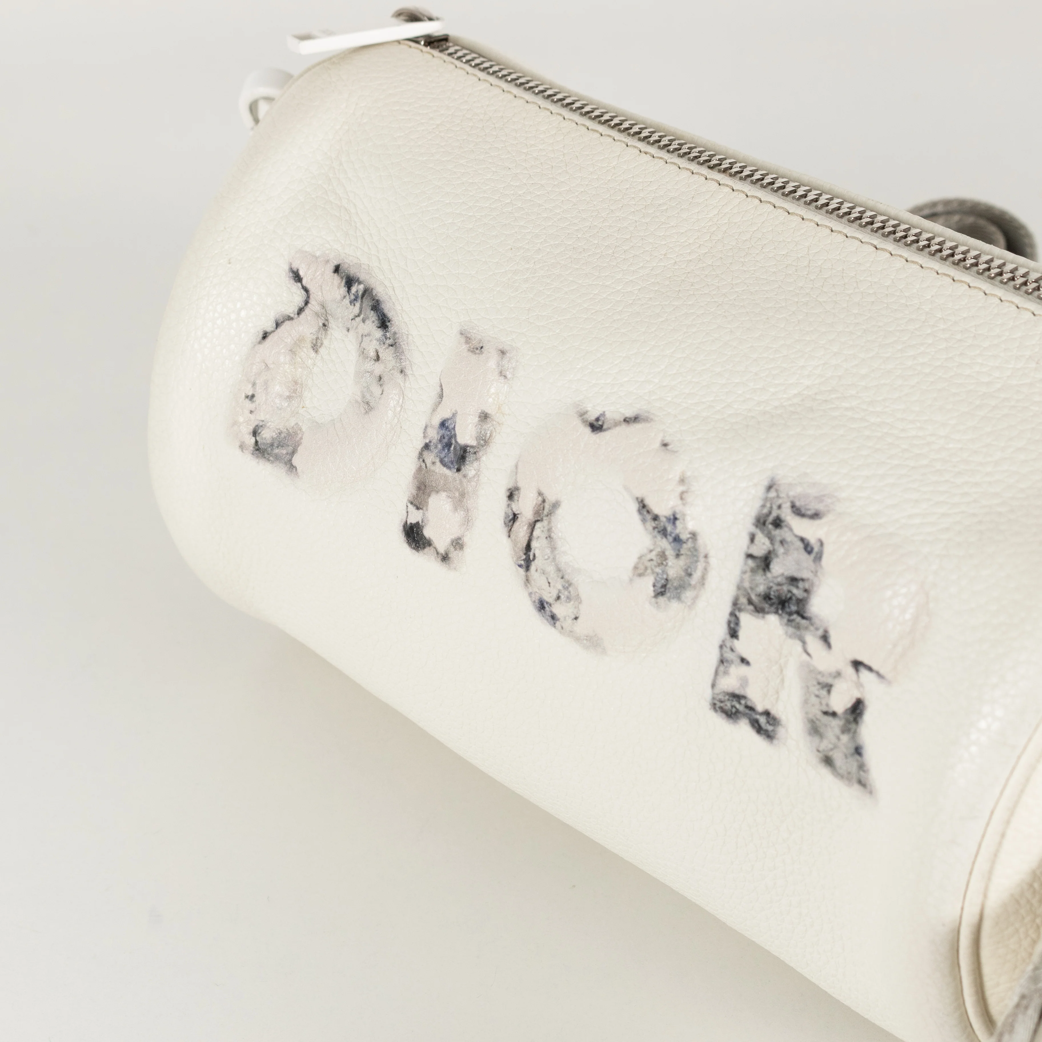 Christian Dior x Daniel Arsham White Leather Logo Roller Bag - Image 13