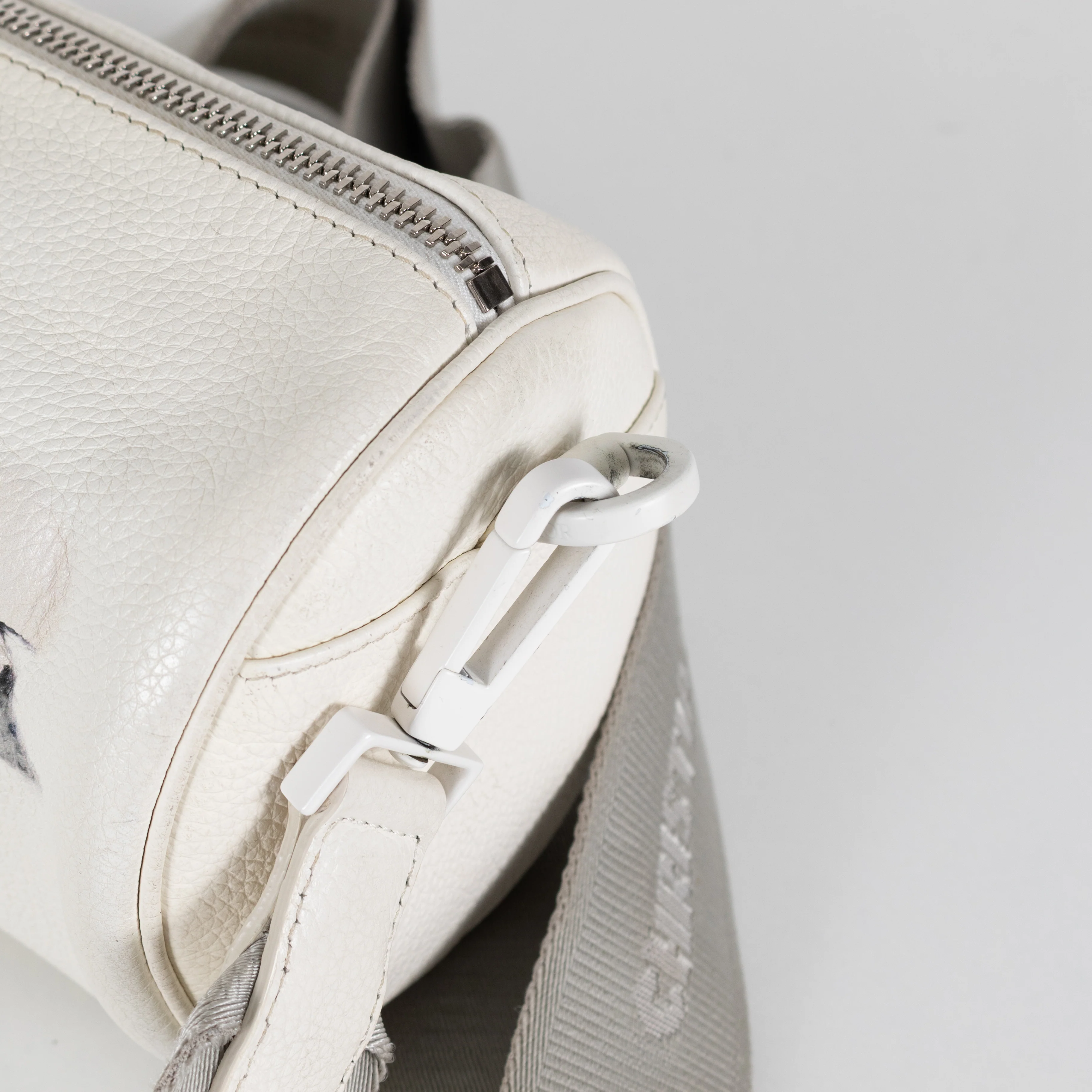 Christian Dior x Daniel Arsham White Leather Logo Roller Bag - Image 14