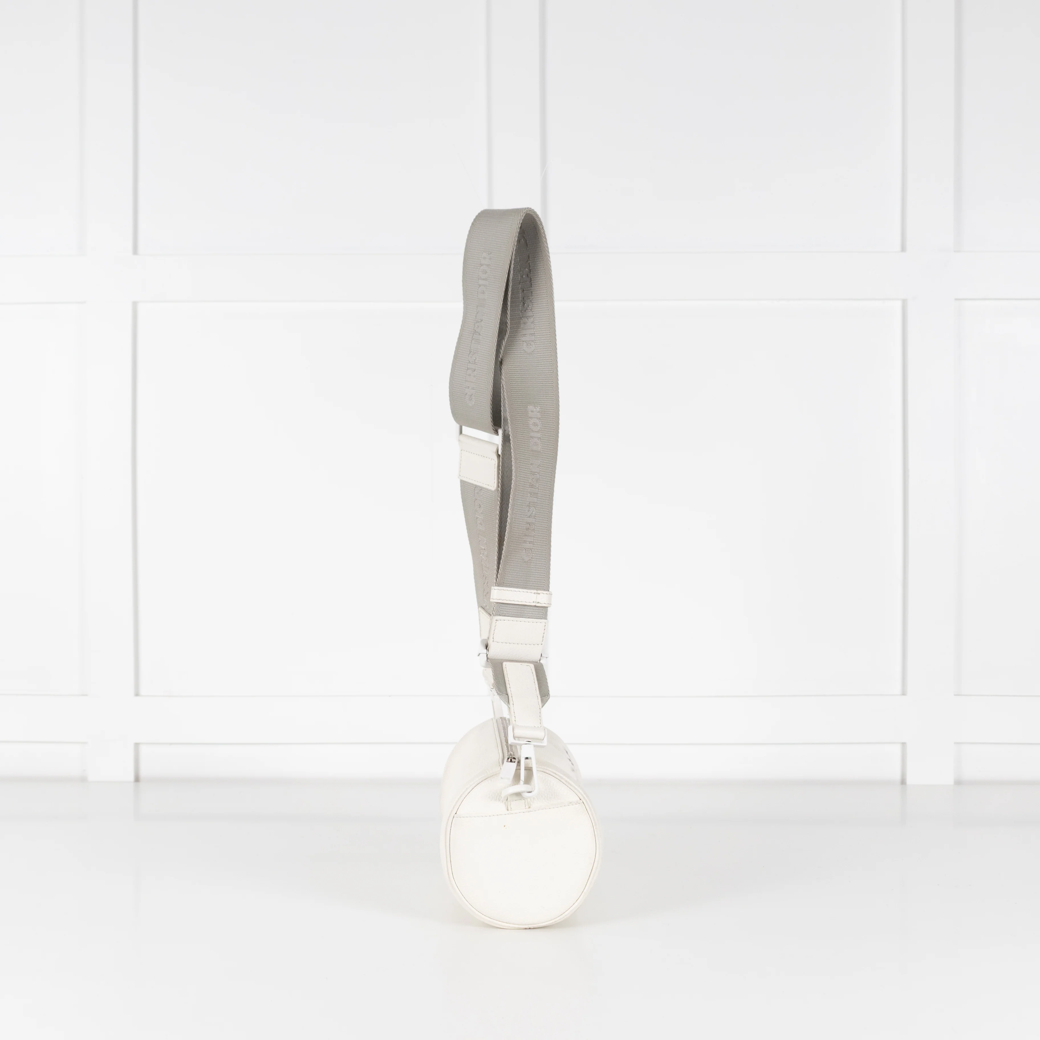 Christian Dior x Daniel Arsham White Leather Logo Roller Bag - Image 7