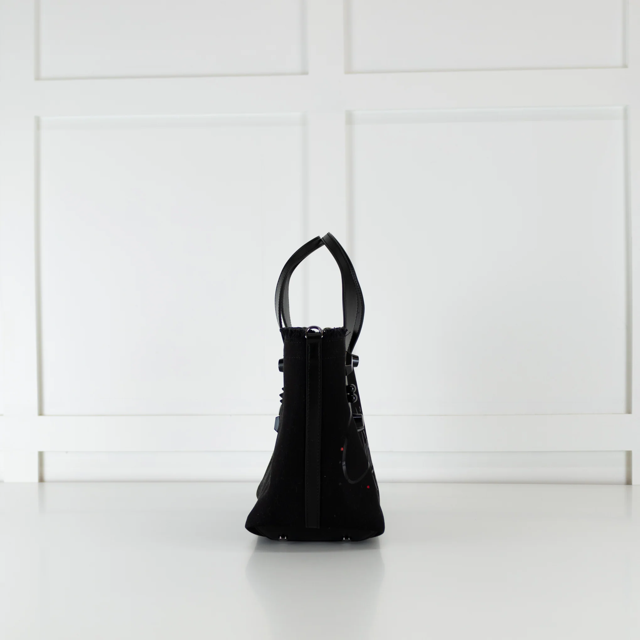 Christian Louboutin Black Canvas Red Print Frangibus Tote - Image 6