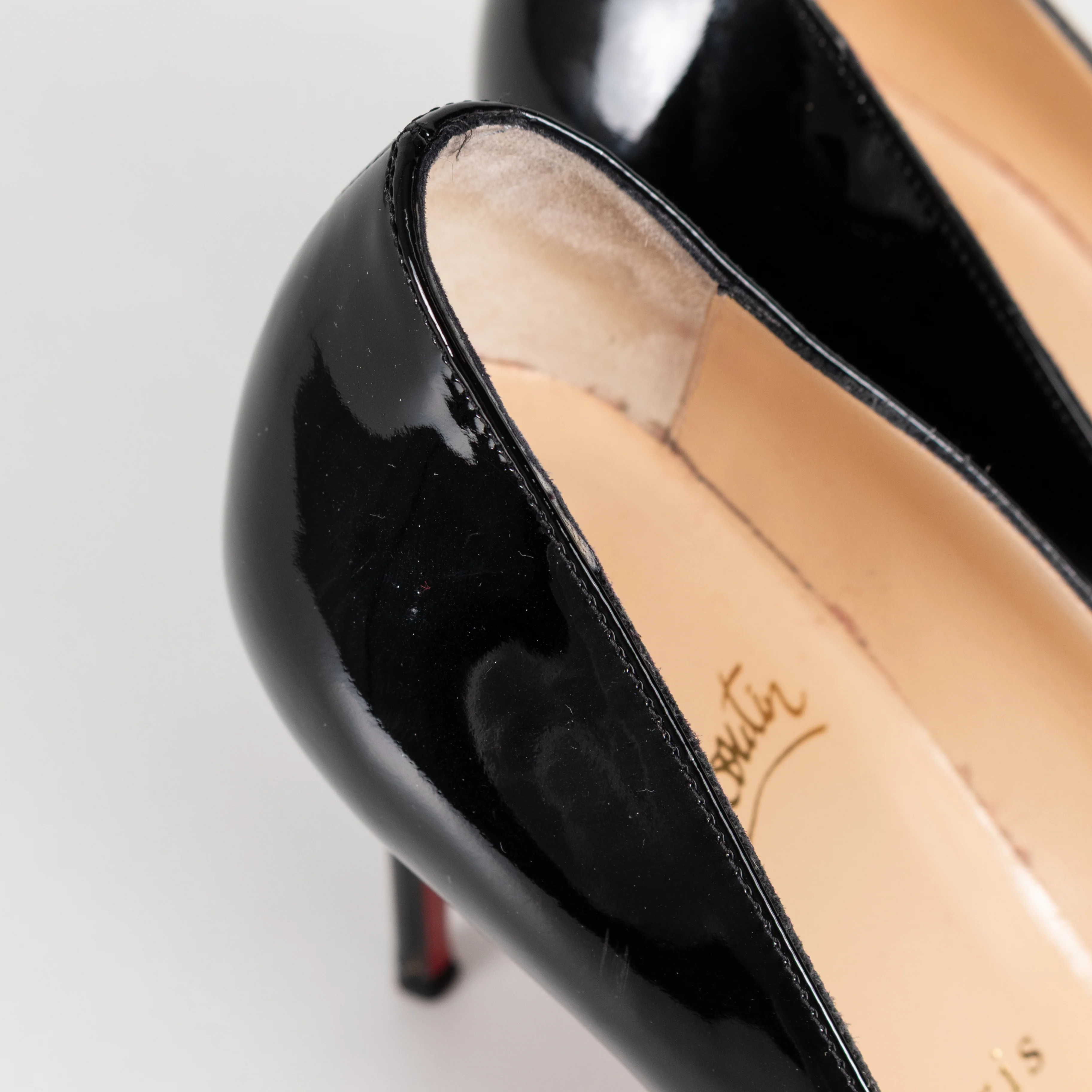 Christian Louboutin Black Patent Fifi Mid Heel Shoes - Image 11