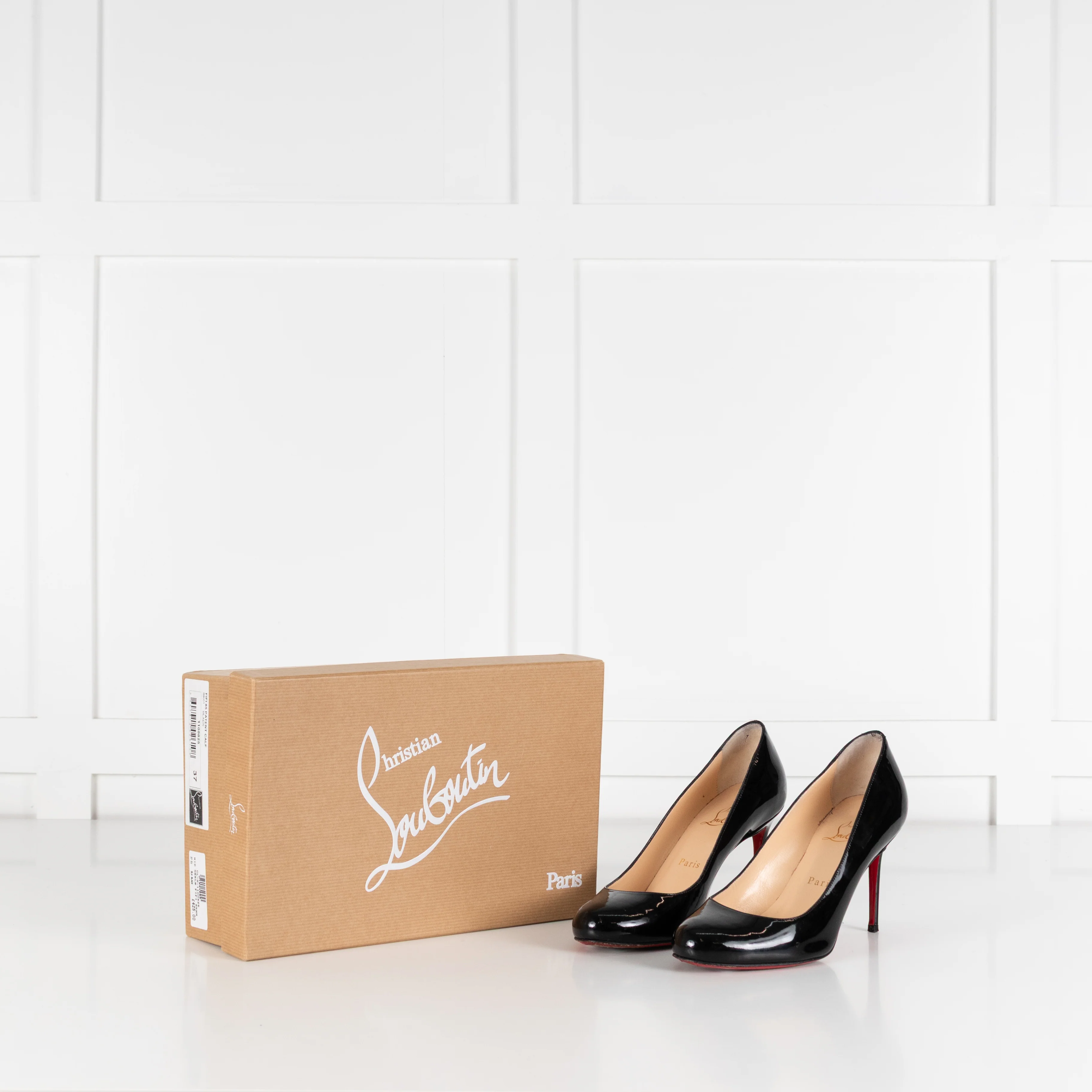 Christian Louboutin Black Patent Fifi Mid Heel Shoes - Image 2