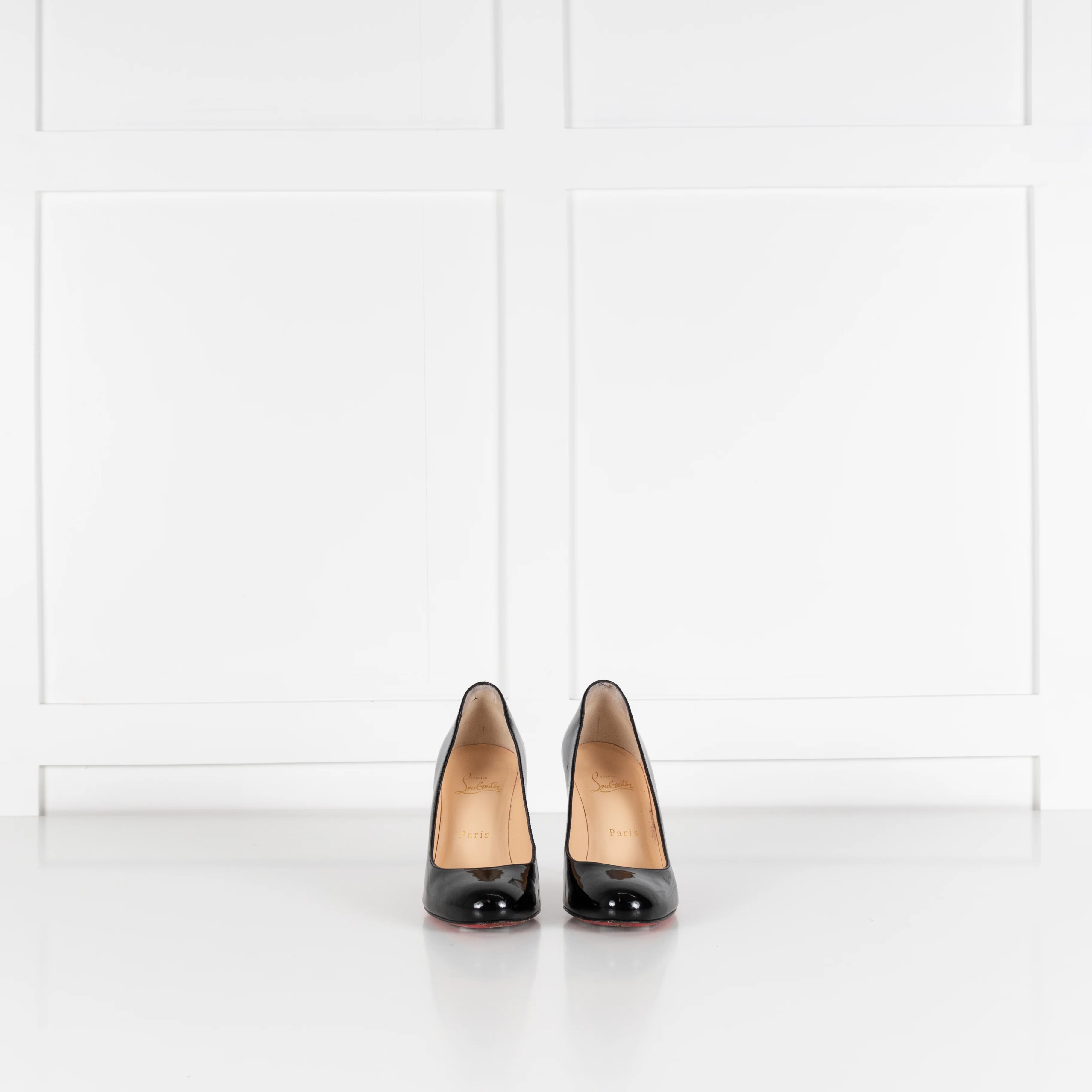 Christian Louboutin Black Patent Fifi Mid Heel Shoes - Image 3