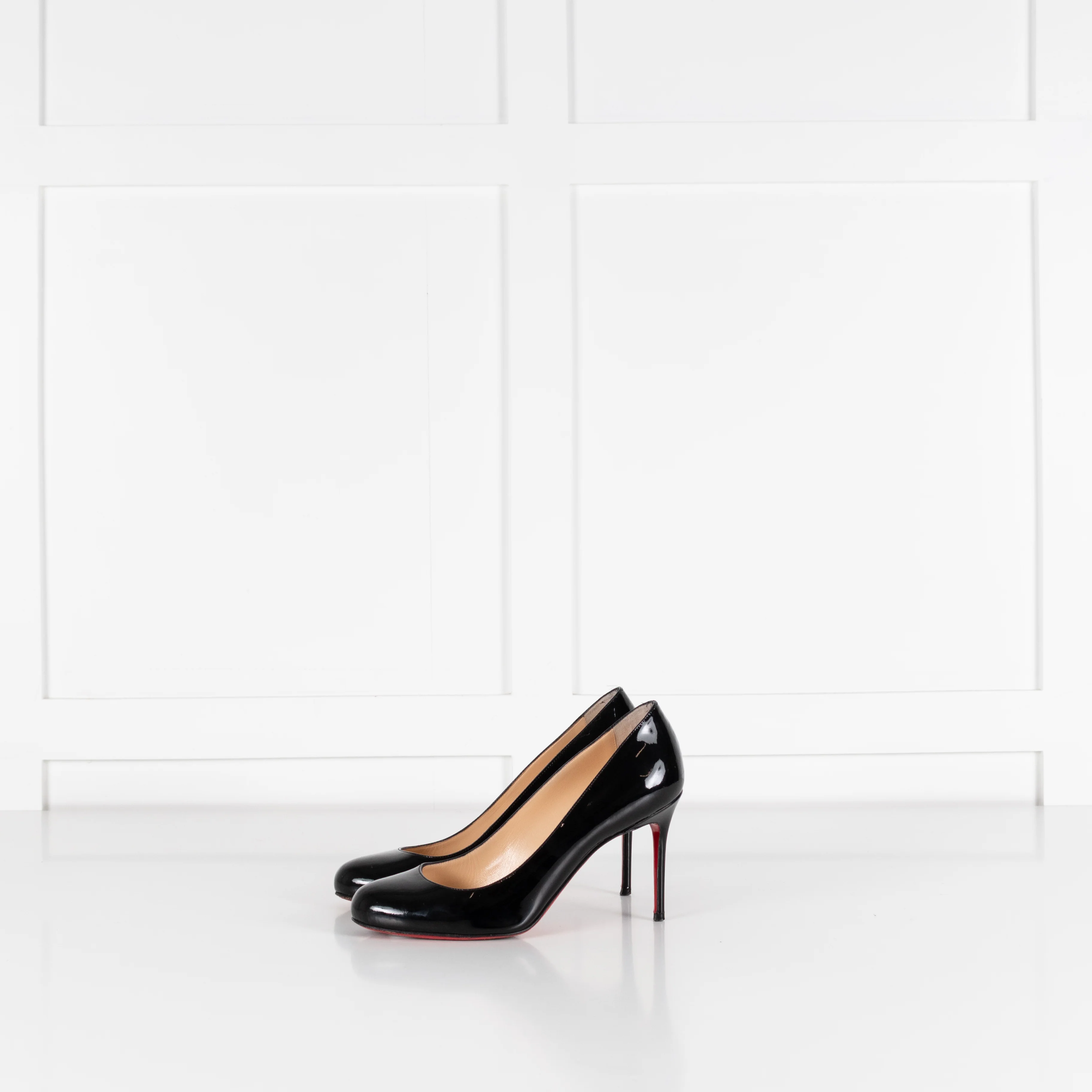 Christian Louboutin Black Patent Fifi Mid Heel Shoes - Image 4