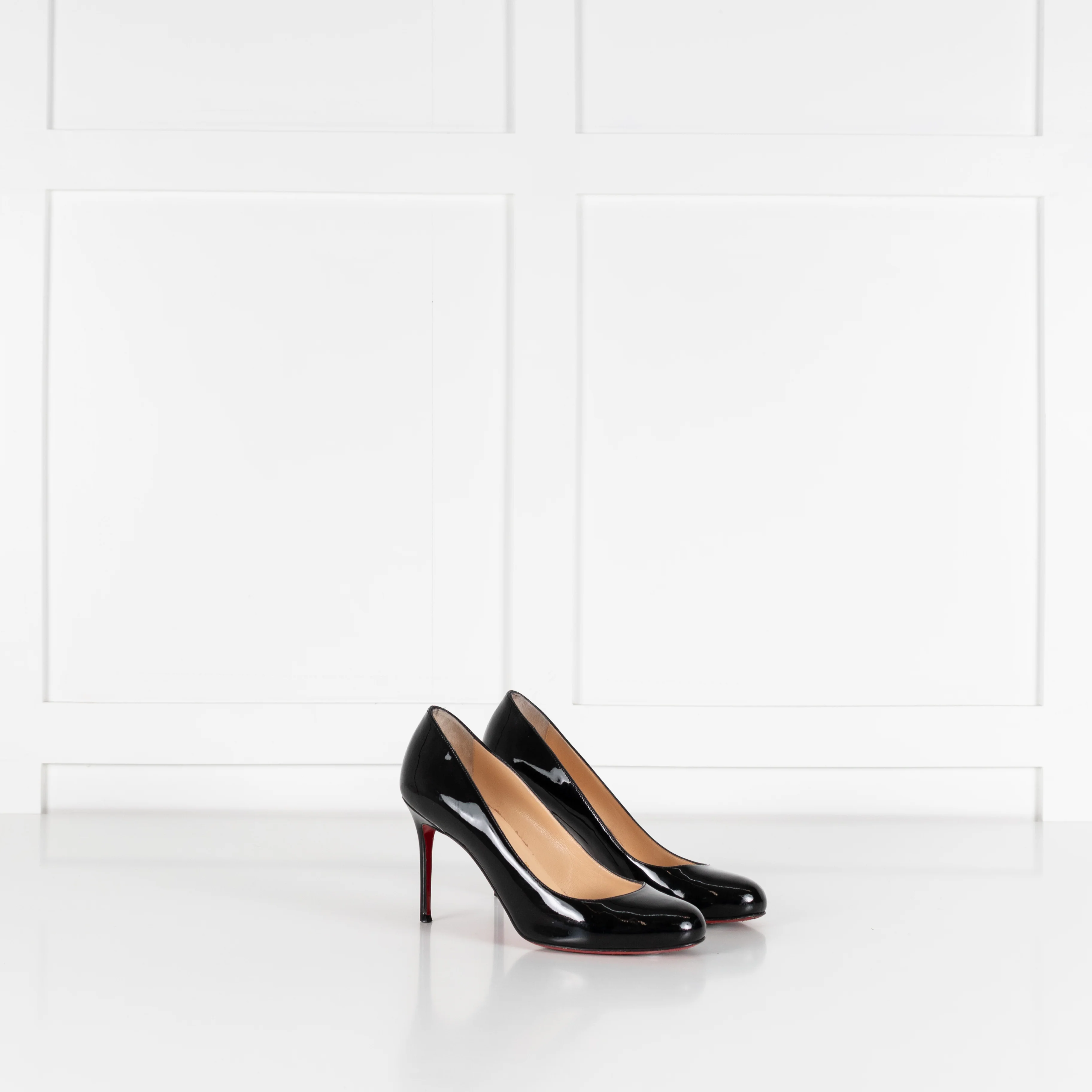 Christian Louboutin Black Patent Fifi Mid Heel Shoes - Image 7