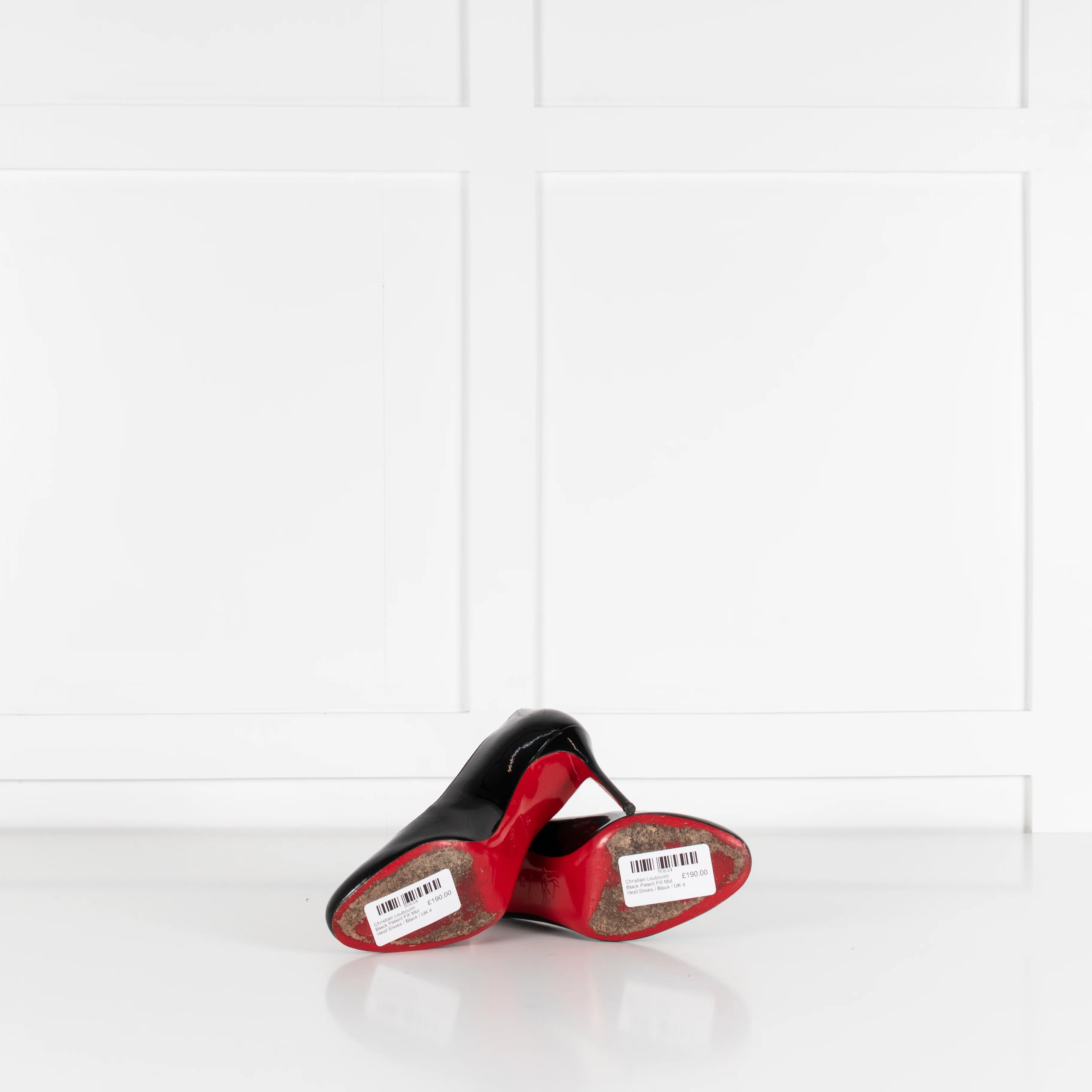 Christian Louboutin Black Patent Fifi Mid Heel Shoes - Image 8