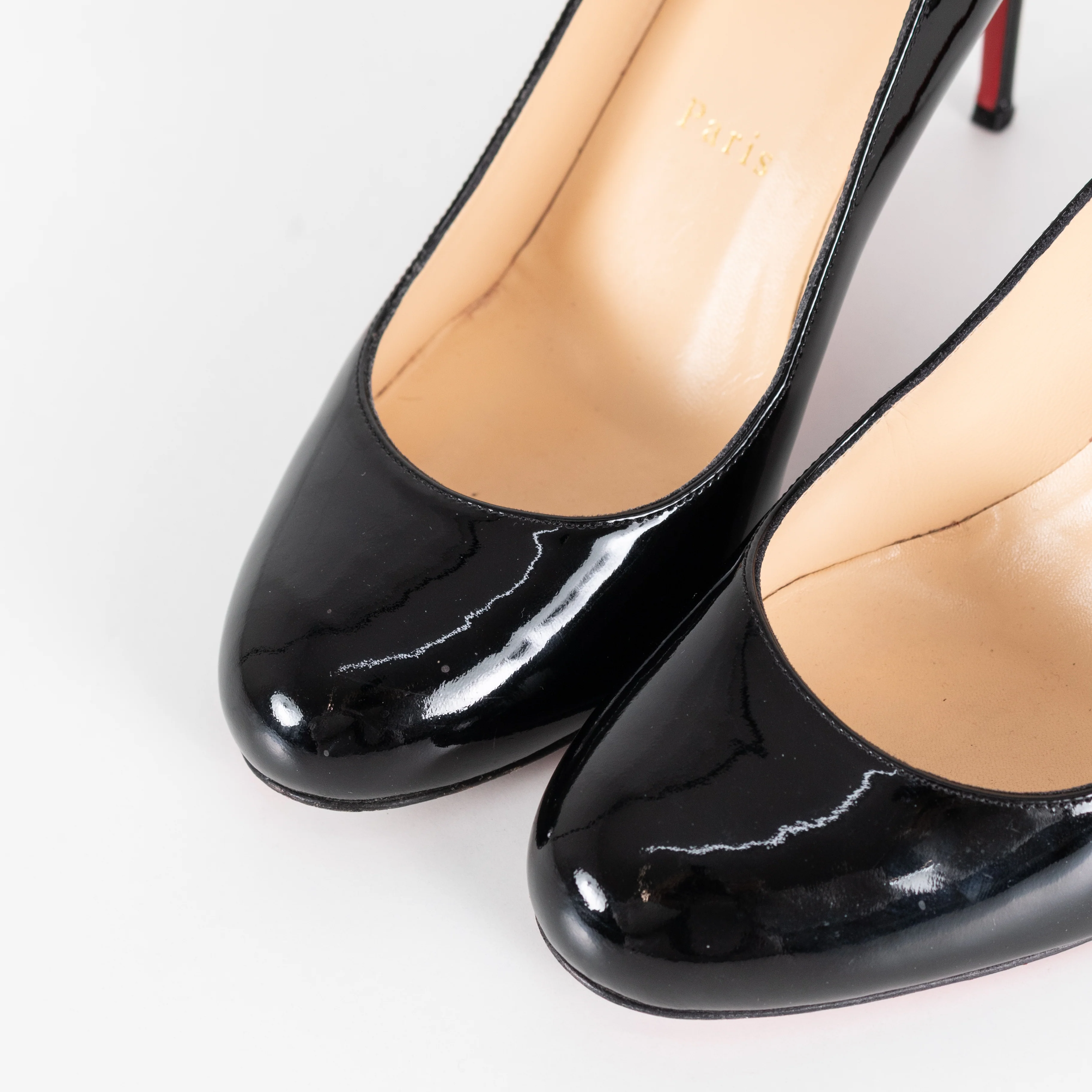 Christian Louboutin Black Patent Fifi Mid Heel Shoes - Image 9