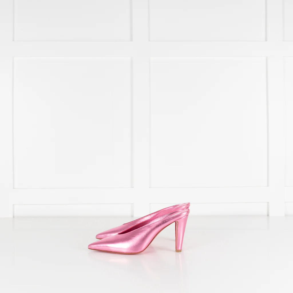 Christian Louboutin Metallic Pink Very Vee Mules - Image 4