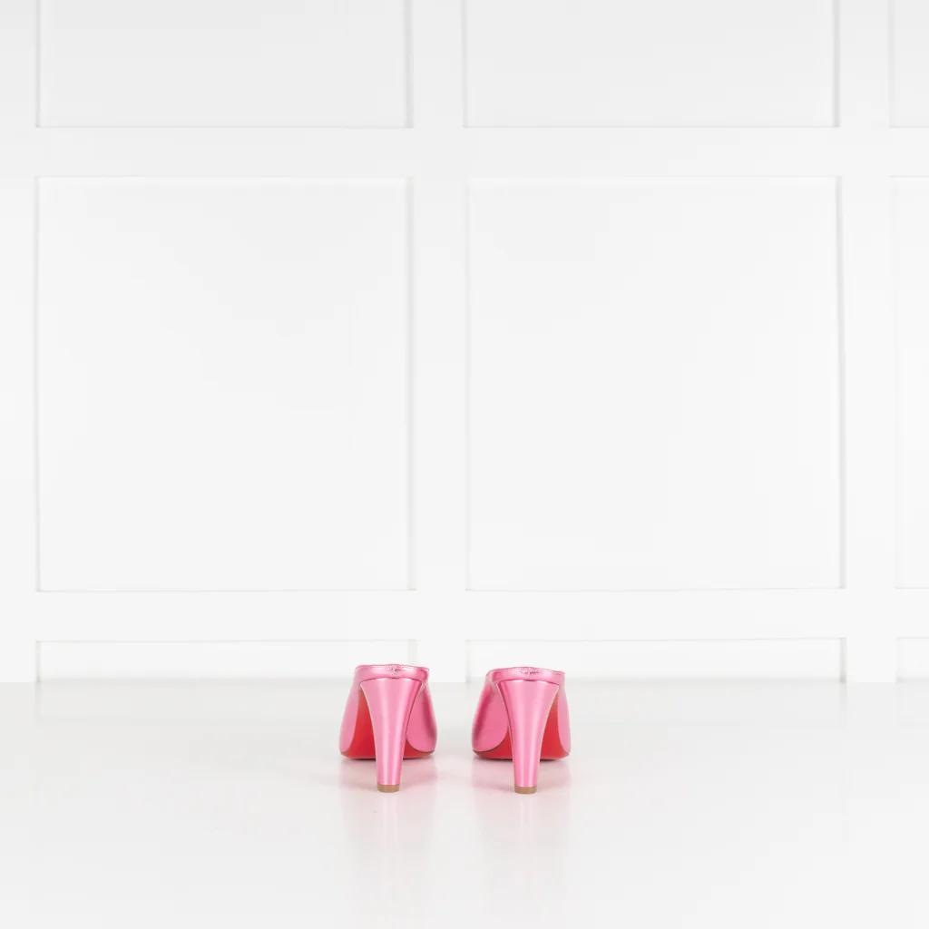 Christian Louboutin Metallic Pink Very Vee Mules - Image 5