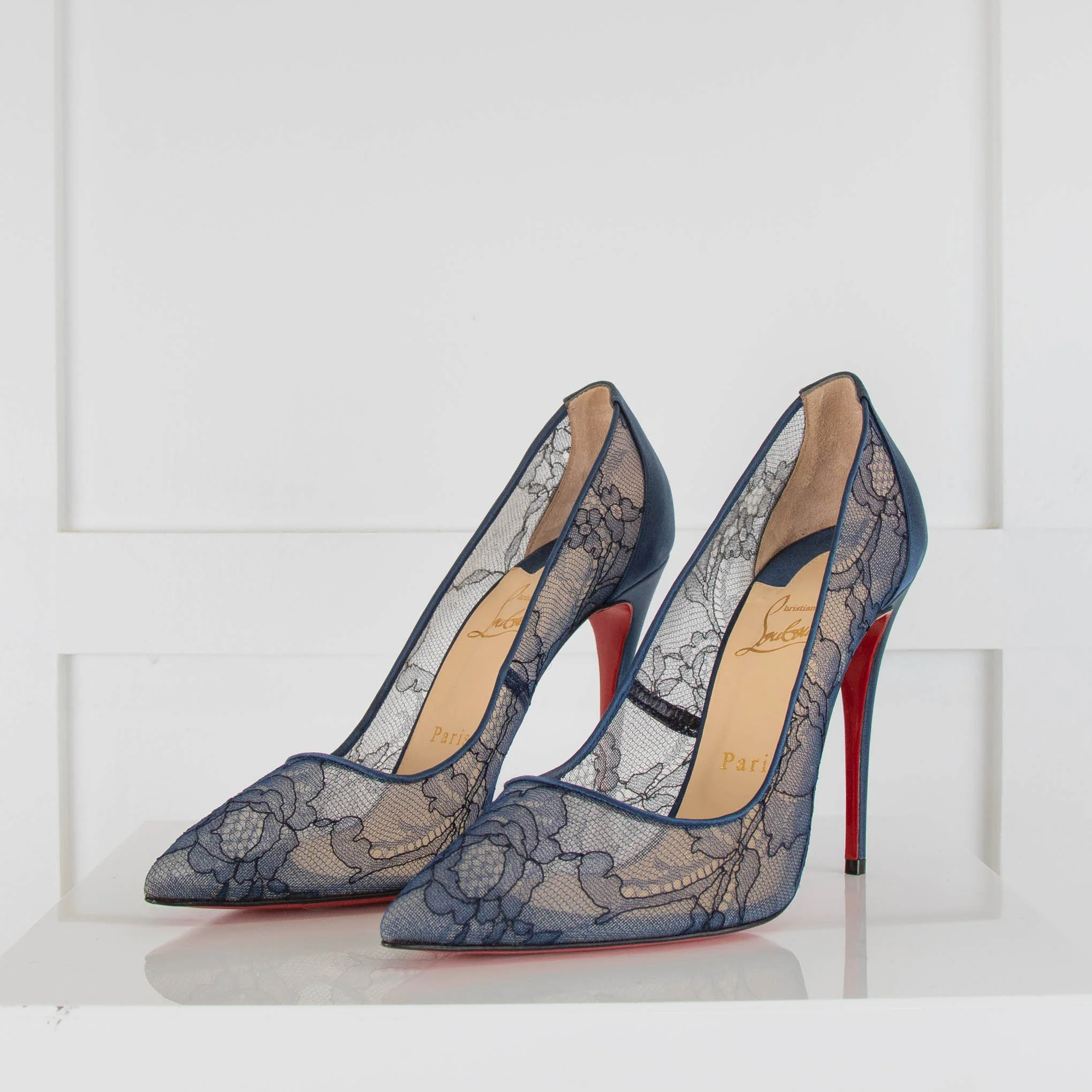 Christian Louboutin Navy Blue Lace High Heels