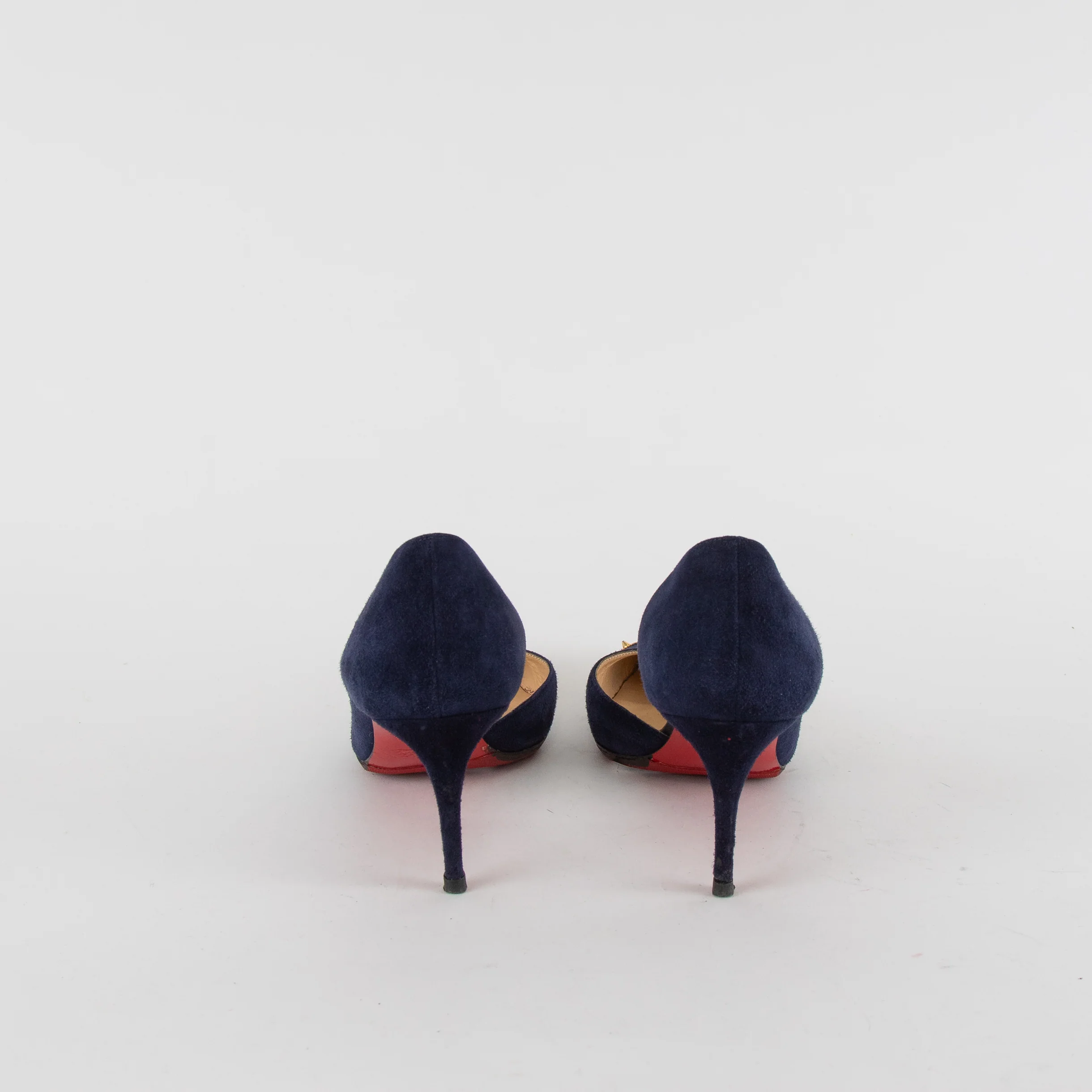 Christian Louboutin Navy Suede Culturella Studded Heeled Shoes - Image 4