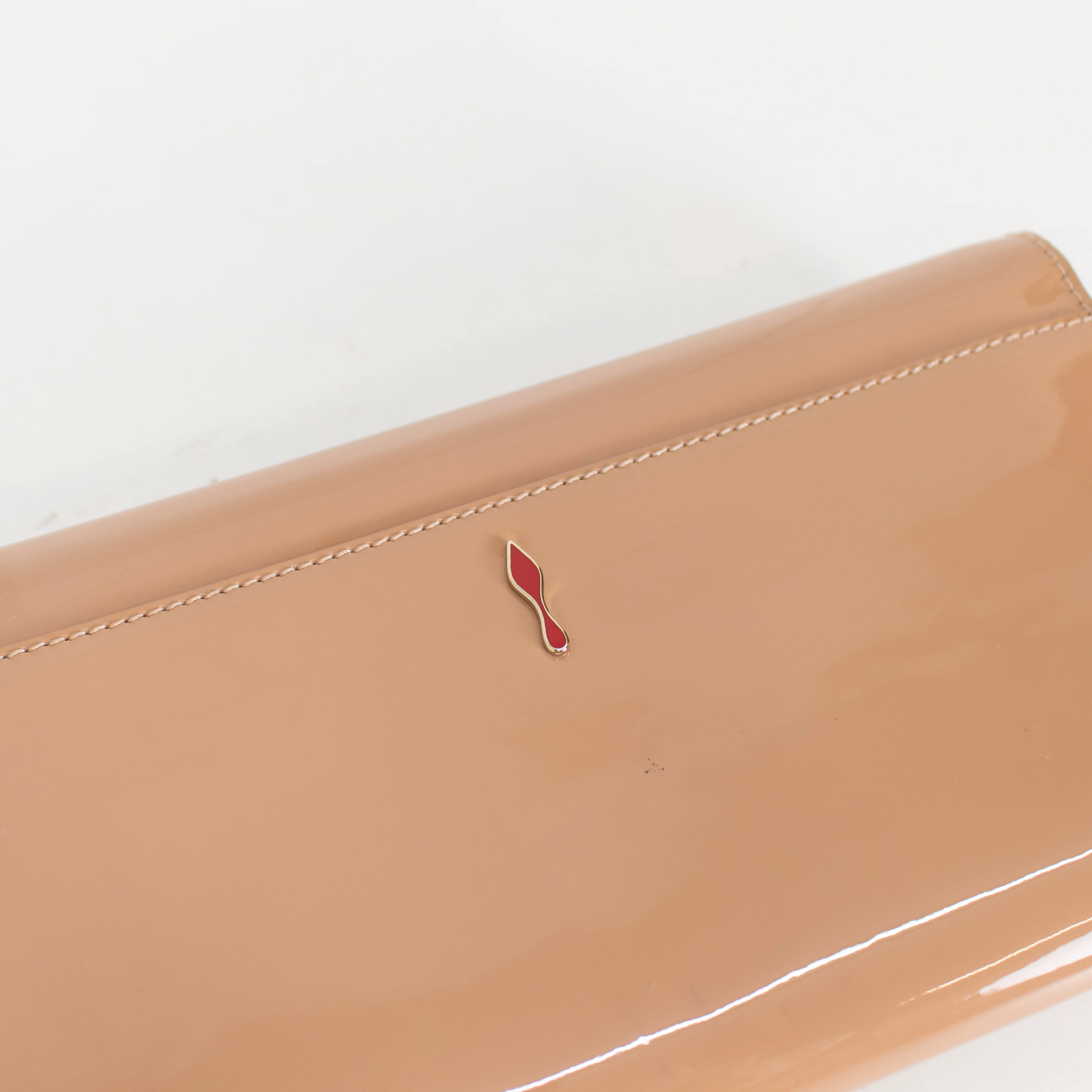 Christian Louboutin Nude Vero Dodat Patent Leather Clutch - Image 6