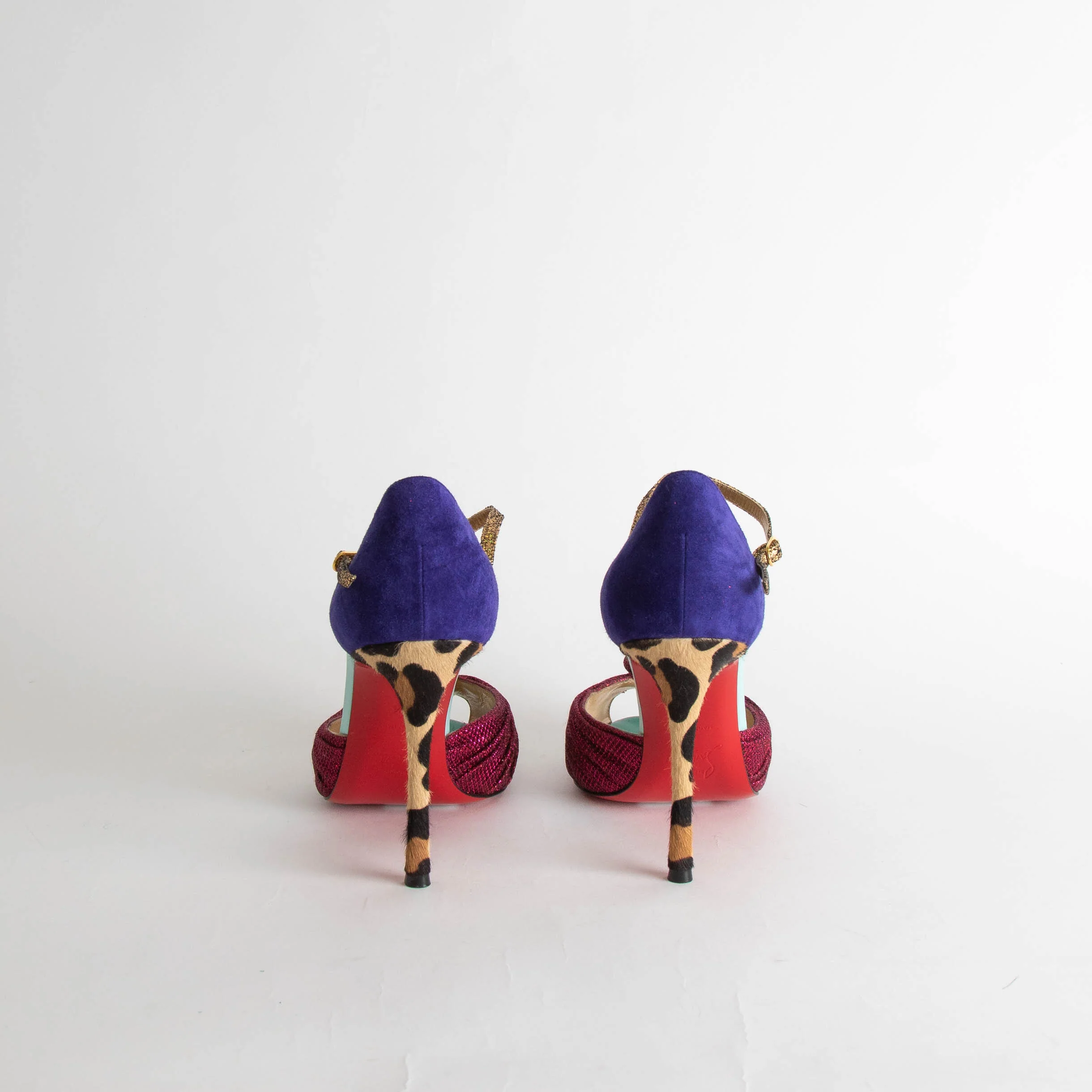 Christian Louboutin Pink Glitter Knot Animal Heeled Shoes - Image 4