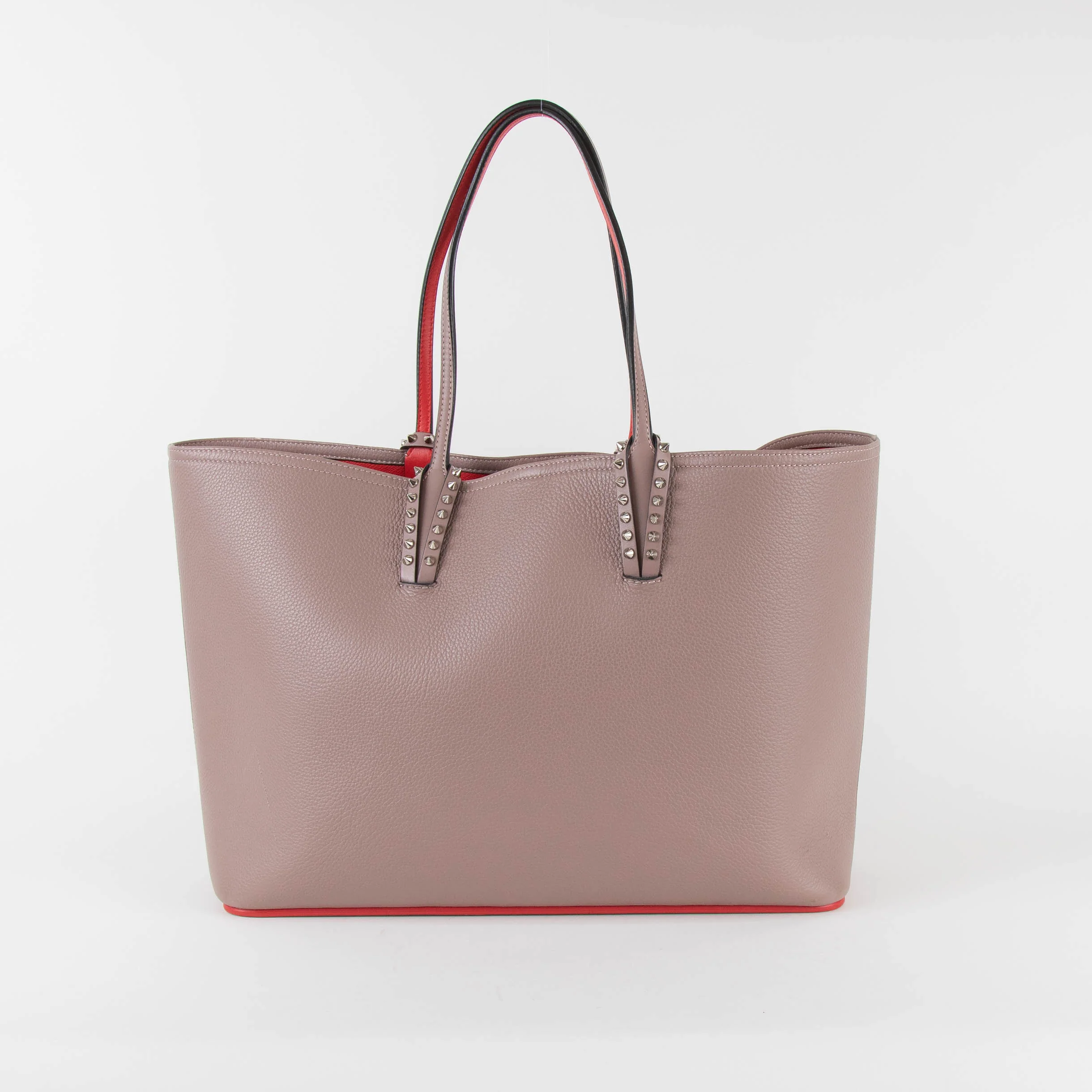 Christian Louboutin Taupe Cabata Studded Tote with Pouch