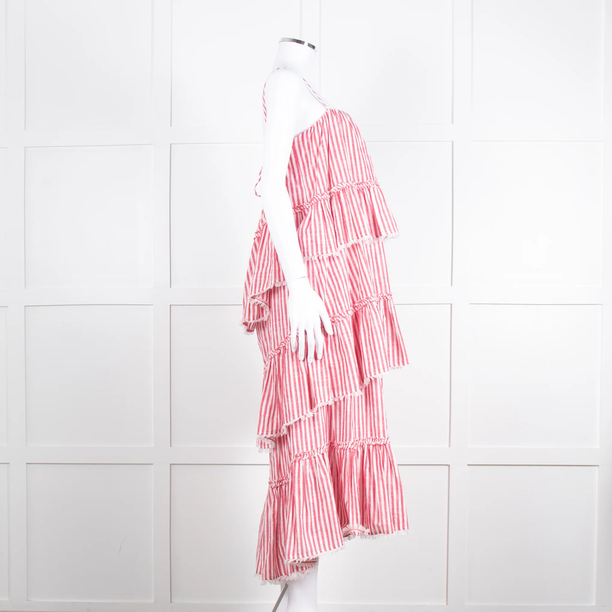 Cing a Sept Red and White Candy Stripe Tiered Strappy Dress - Image 3