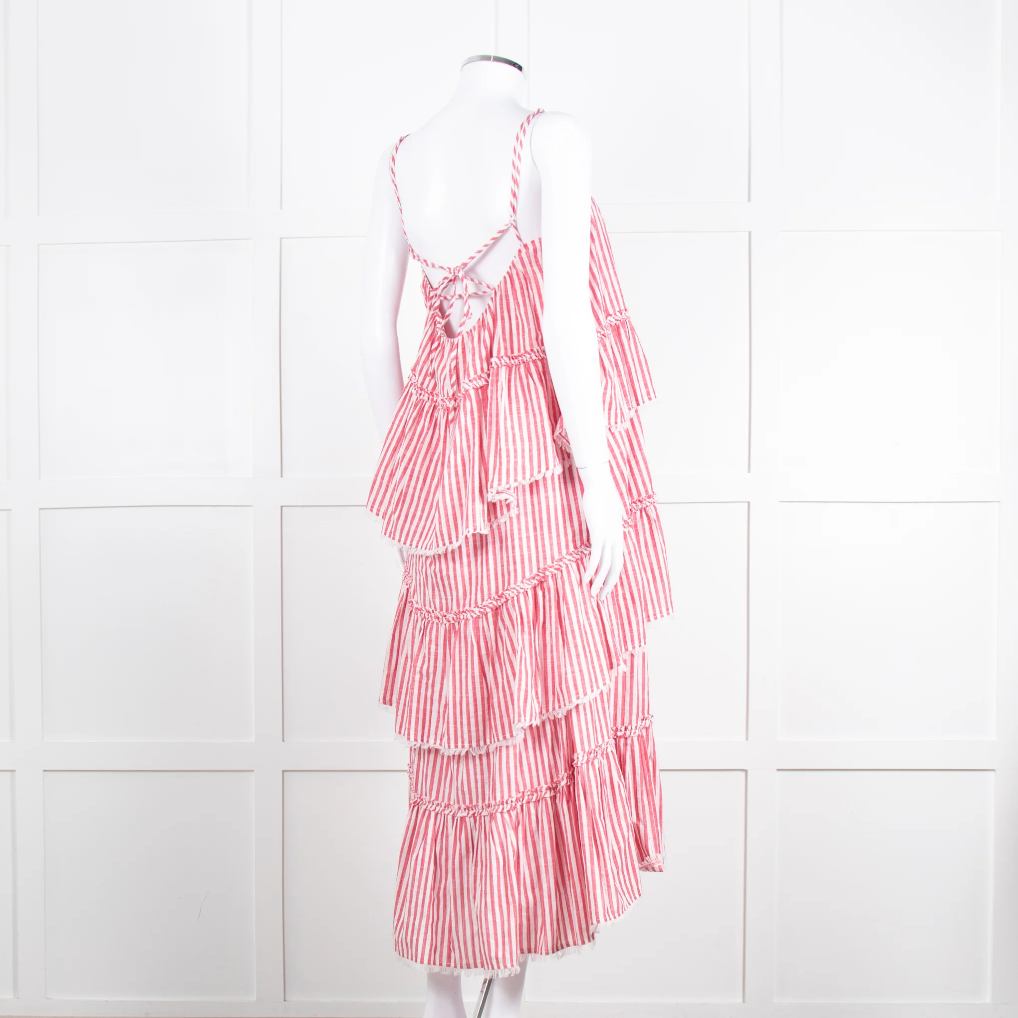 Cing a Sept Red and White Candy Stripe Tiered Strappy Dress - Image 4