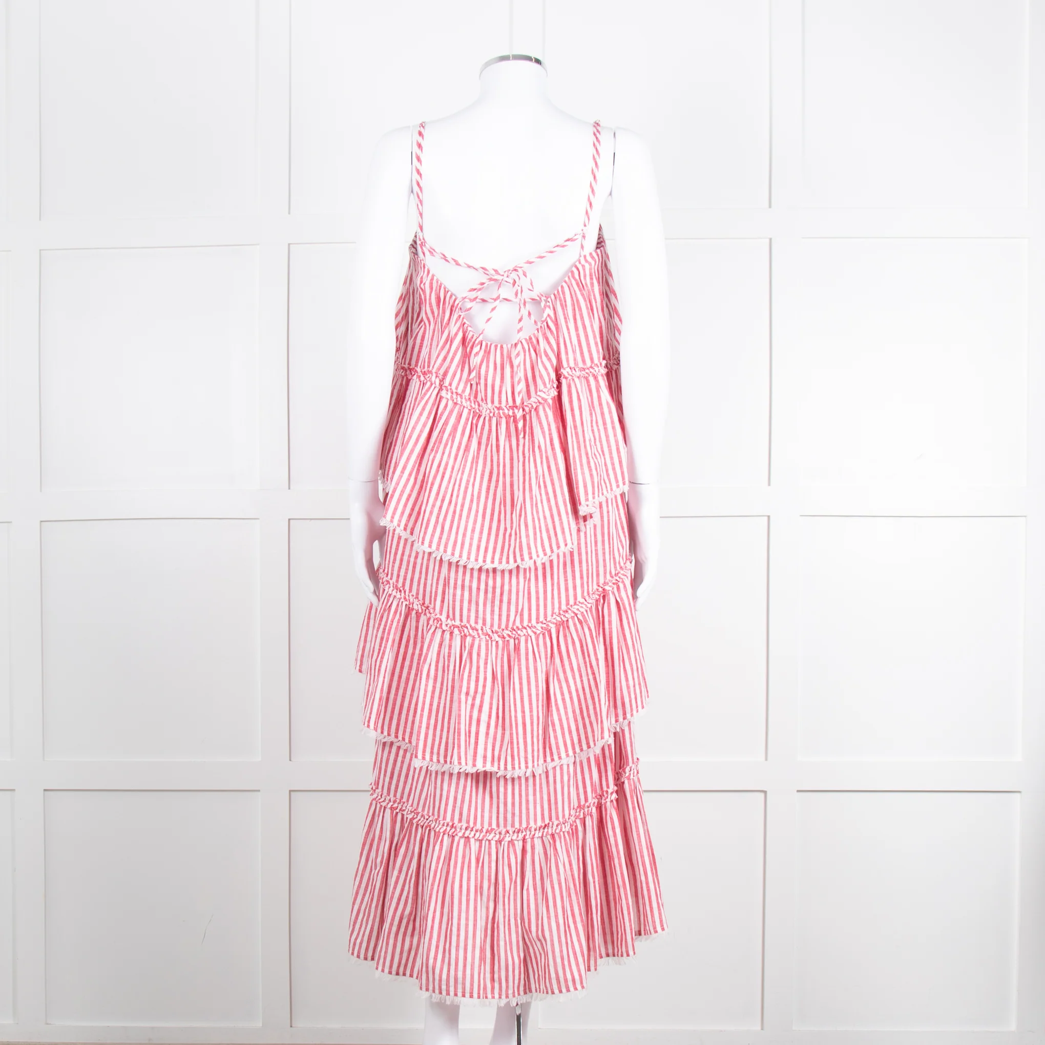 Cing a Sept Red and White Candy Stripe Tiered Strappy Dress - Image 5