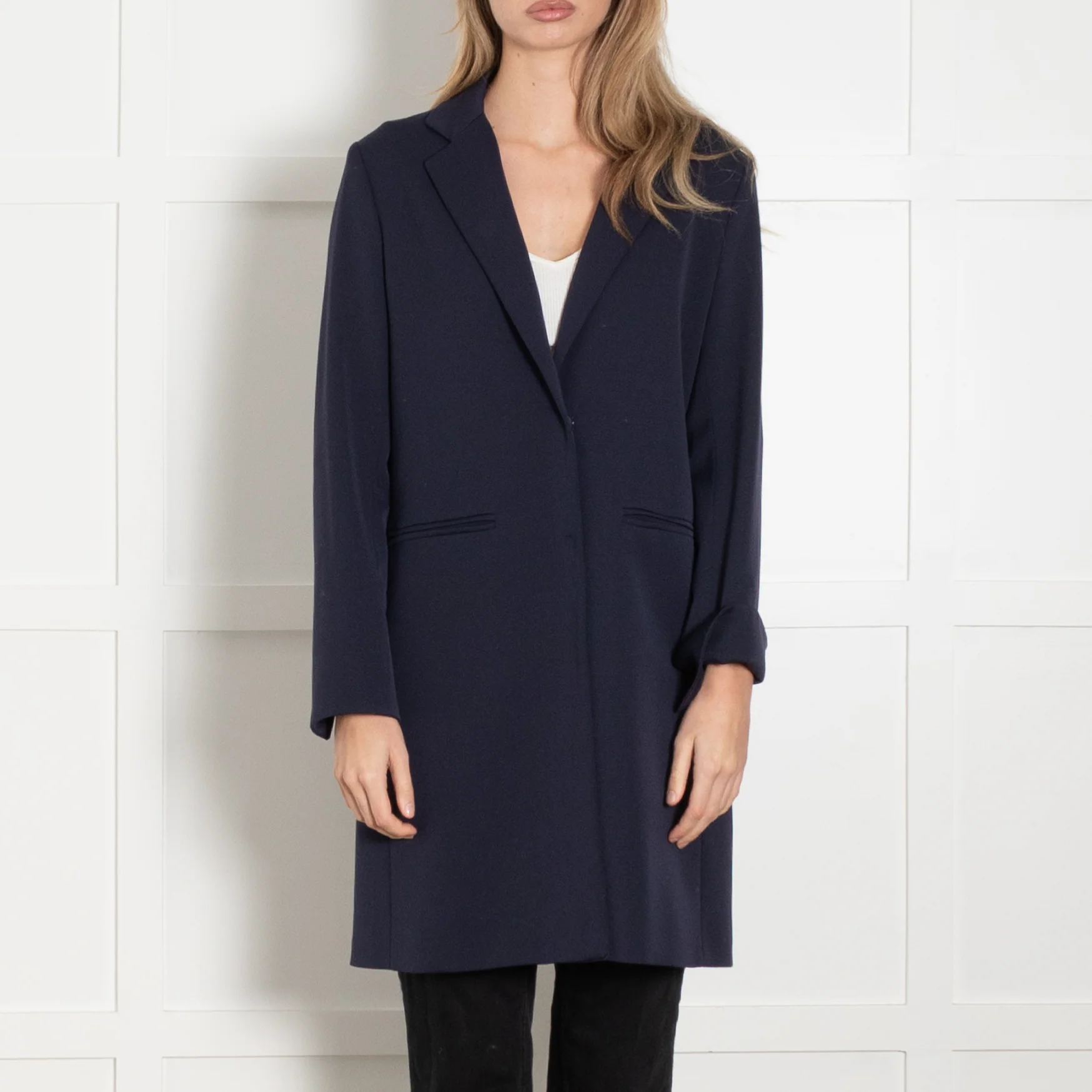 Cinzia Rocca Navy Light Wool Overcoat - Image 2