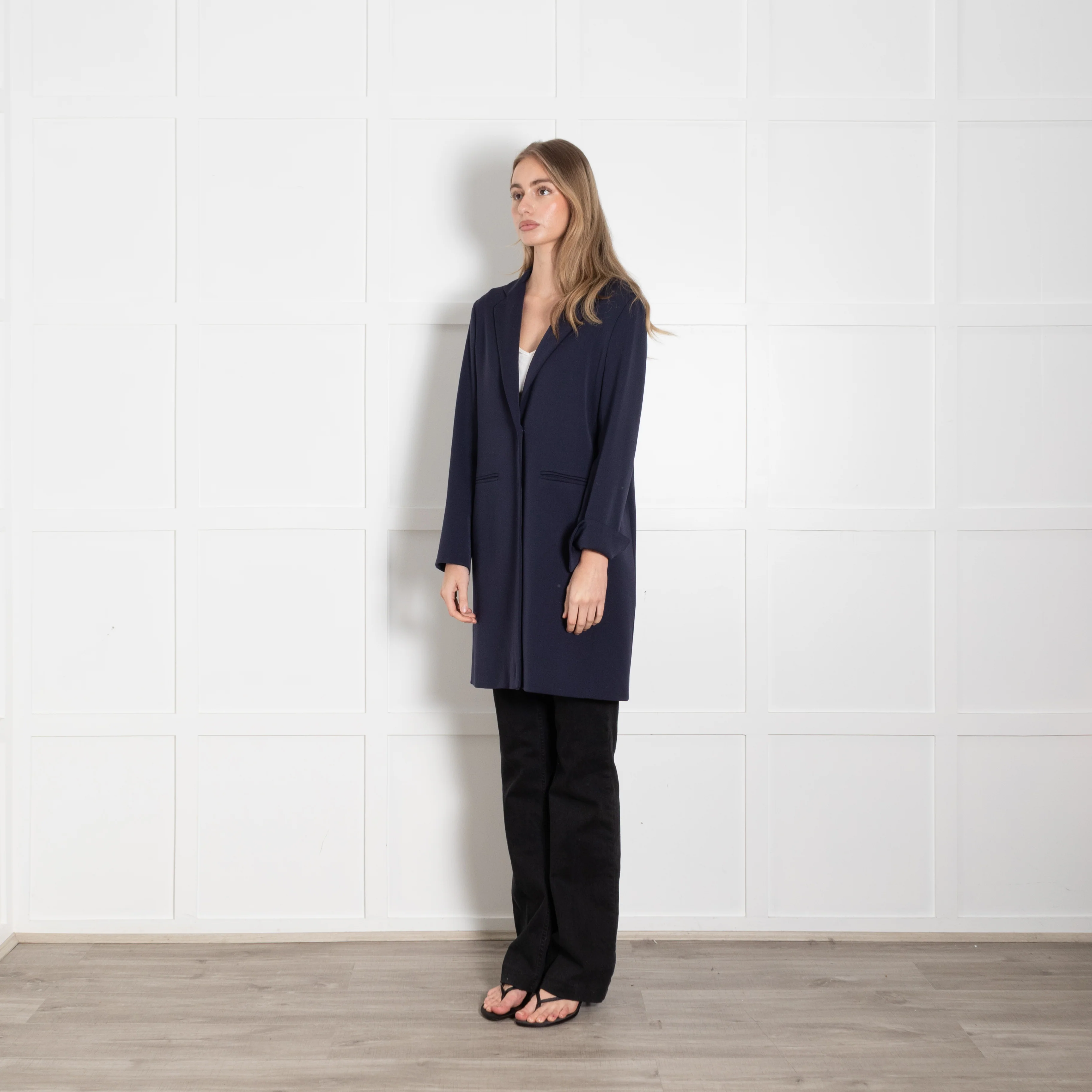 Cinzia Rocca Navy Light Wool Overcoat - Image 3