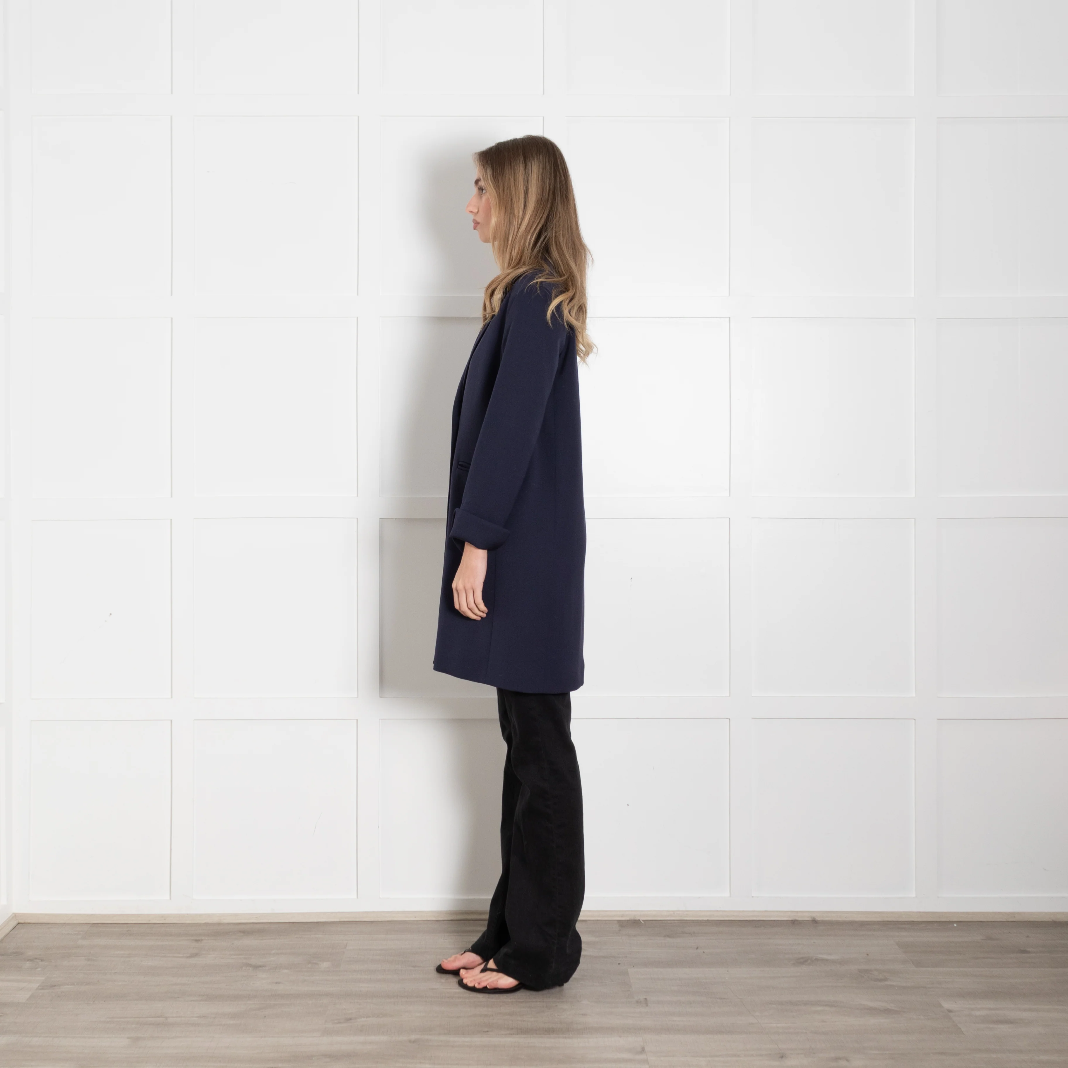 Cinzia Rocca Navy Light Wool Overcoat - Image 4